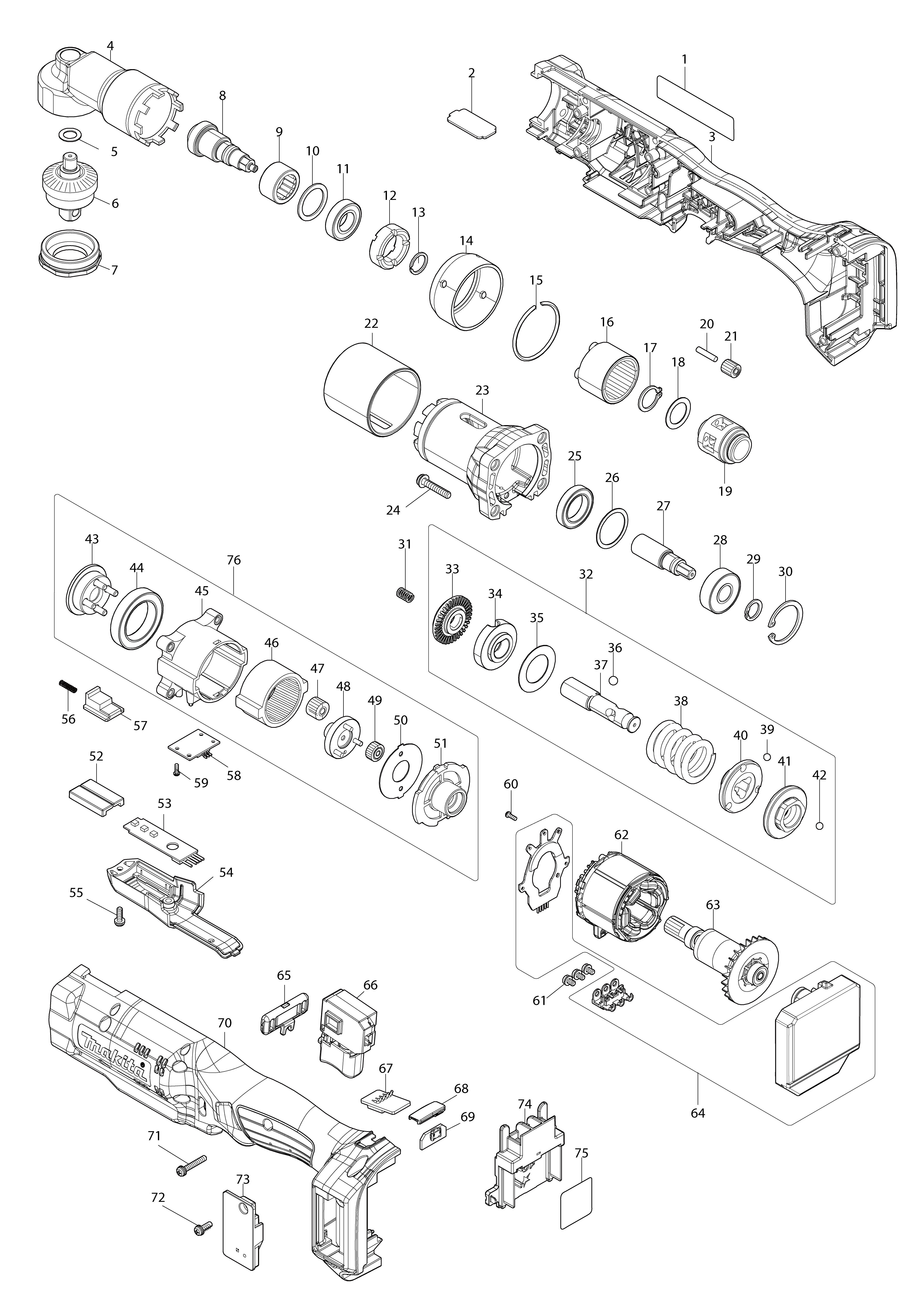 Vue éclatée Makita DFL404F#01