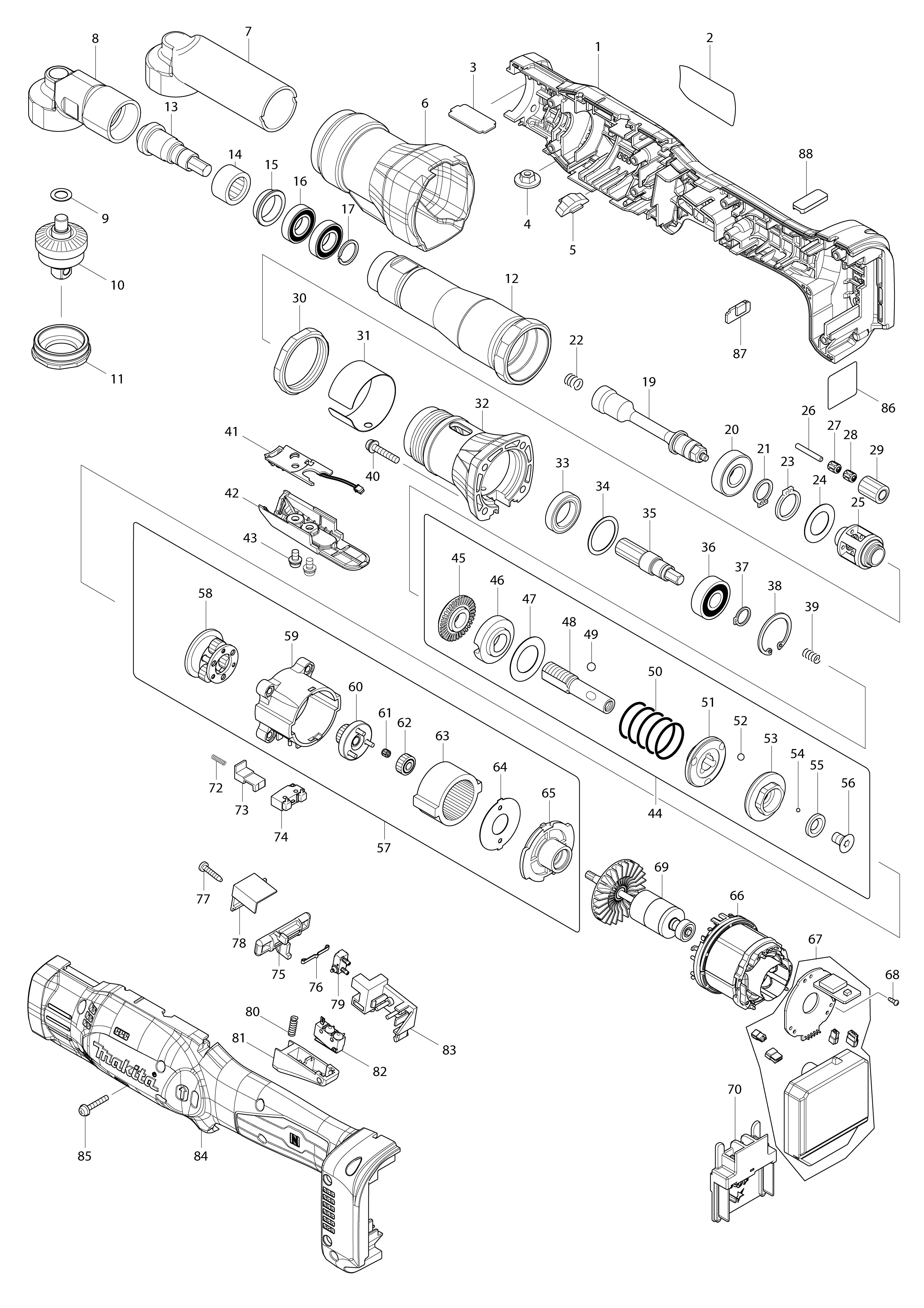 Vue éclatée Makita DFL651F#01