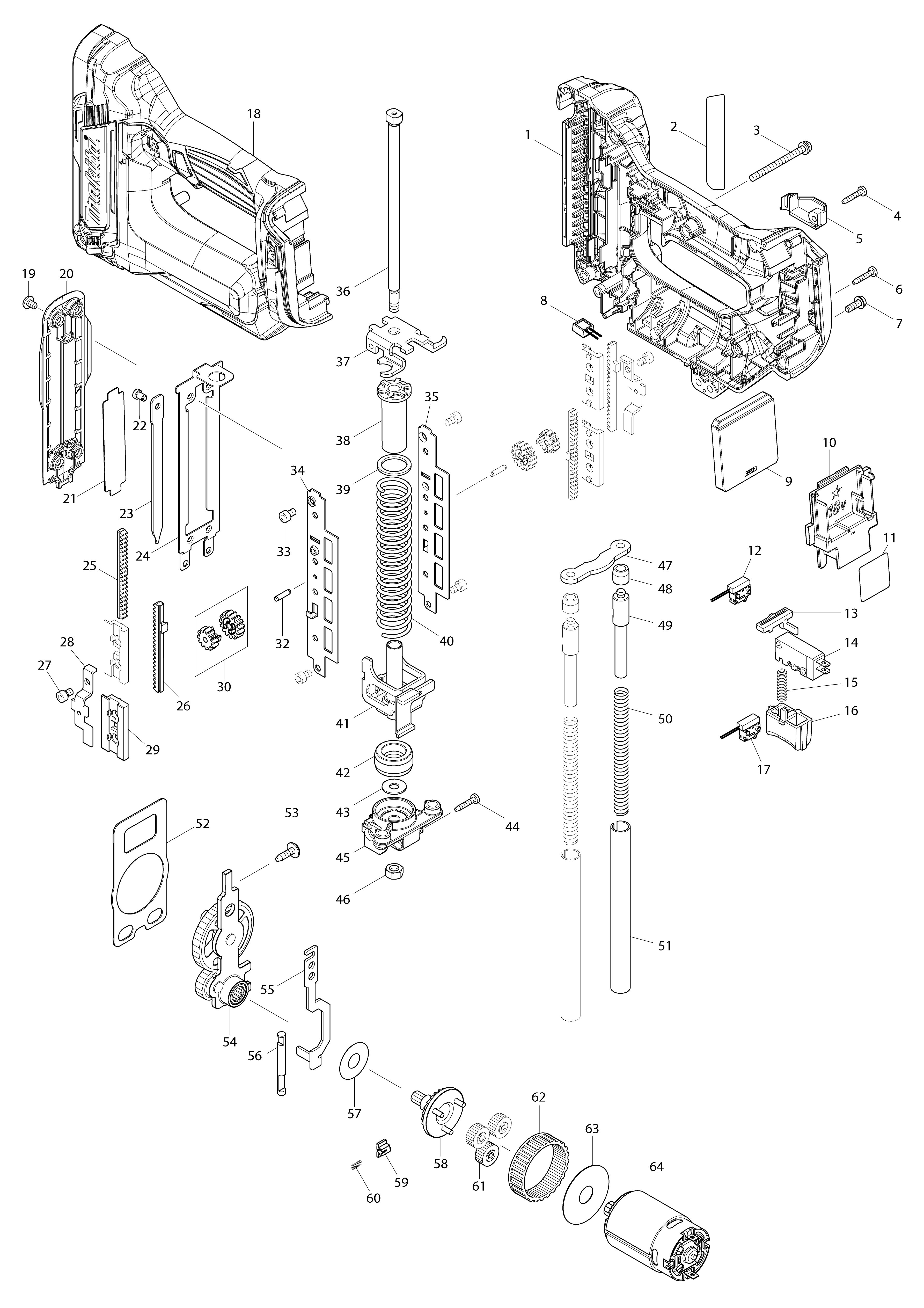 Vue éclatée Makita DFN350#01