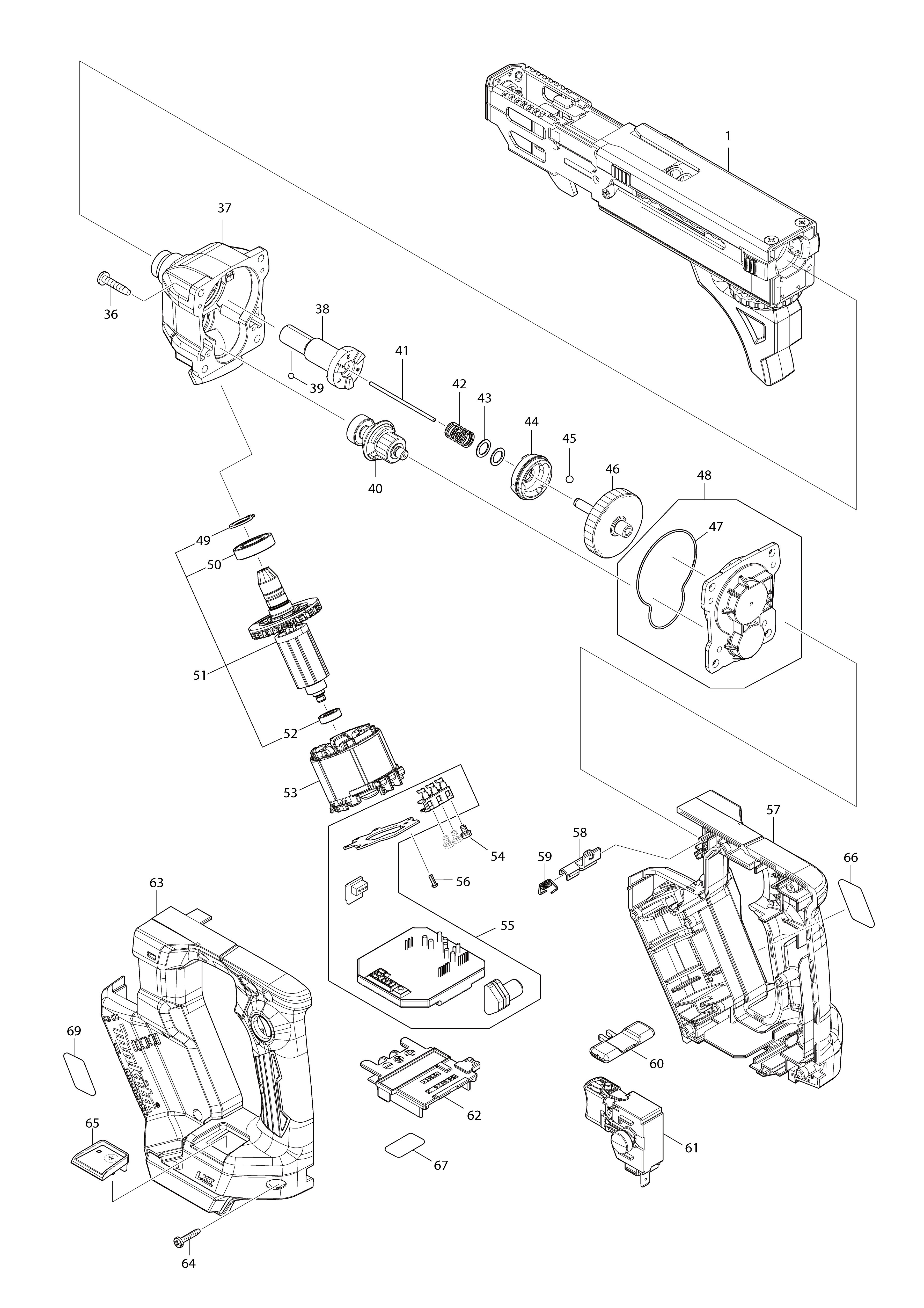 Vue éclatée Makita DFR552#01