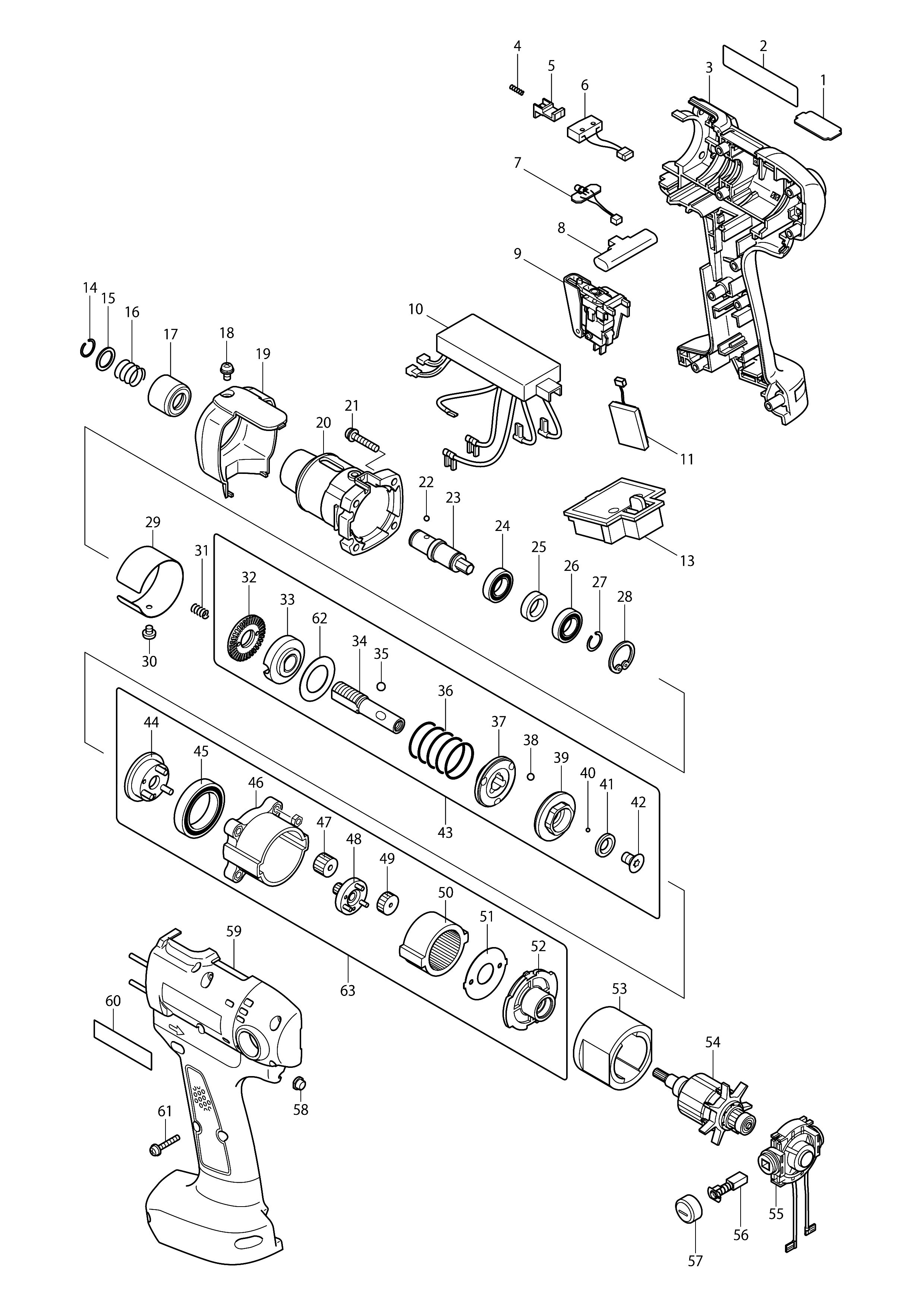 Vue éclatée Makita DFT043F#01