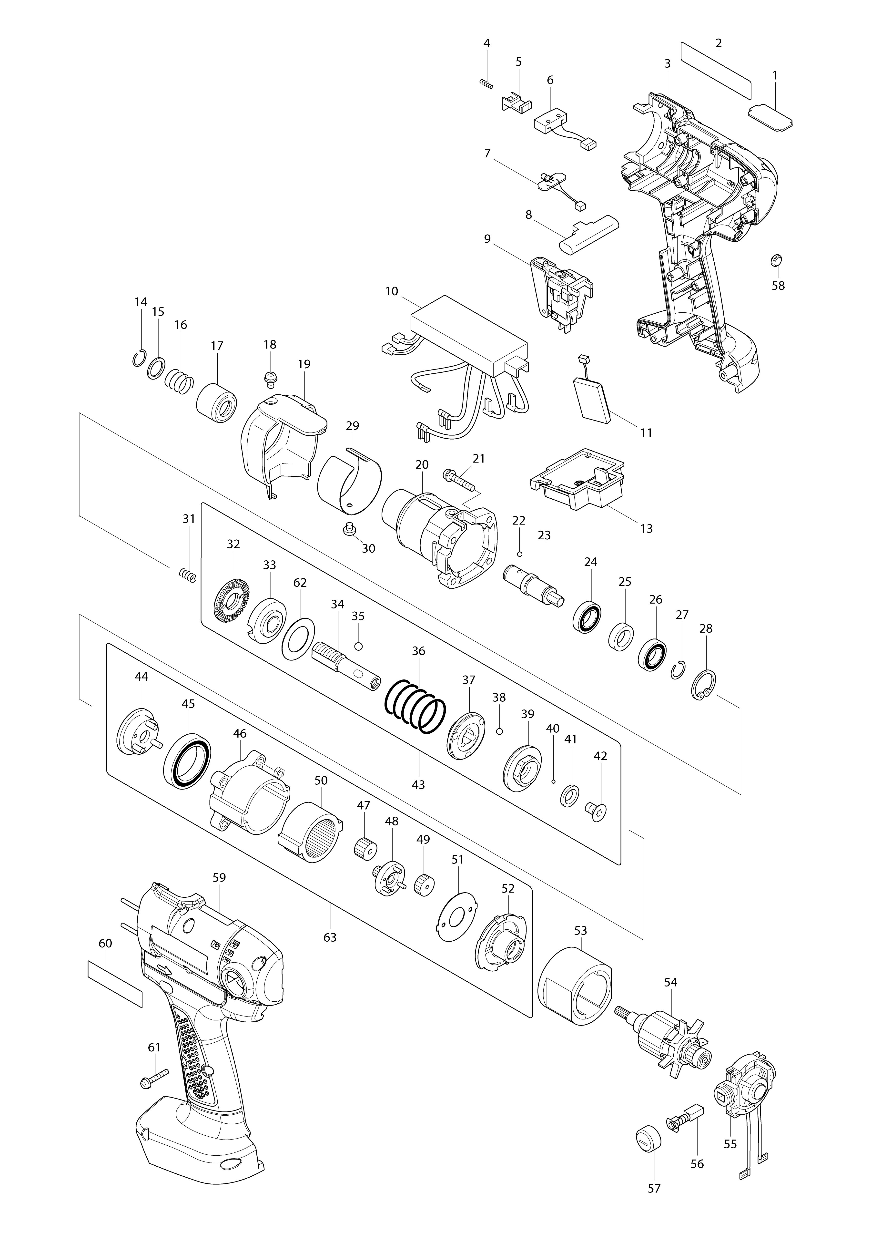 Vue éclatée Makita DFT044F#01