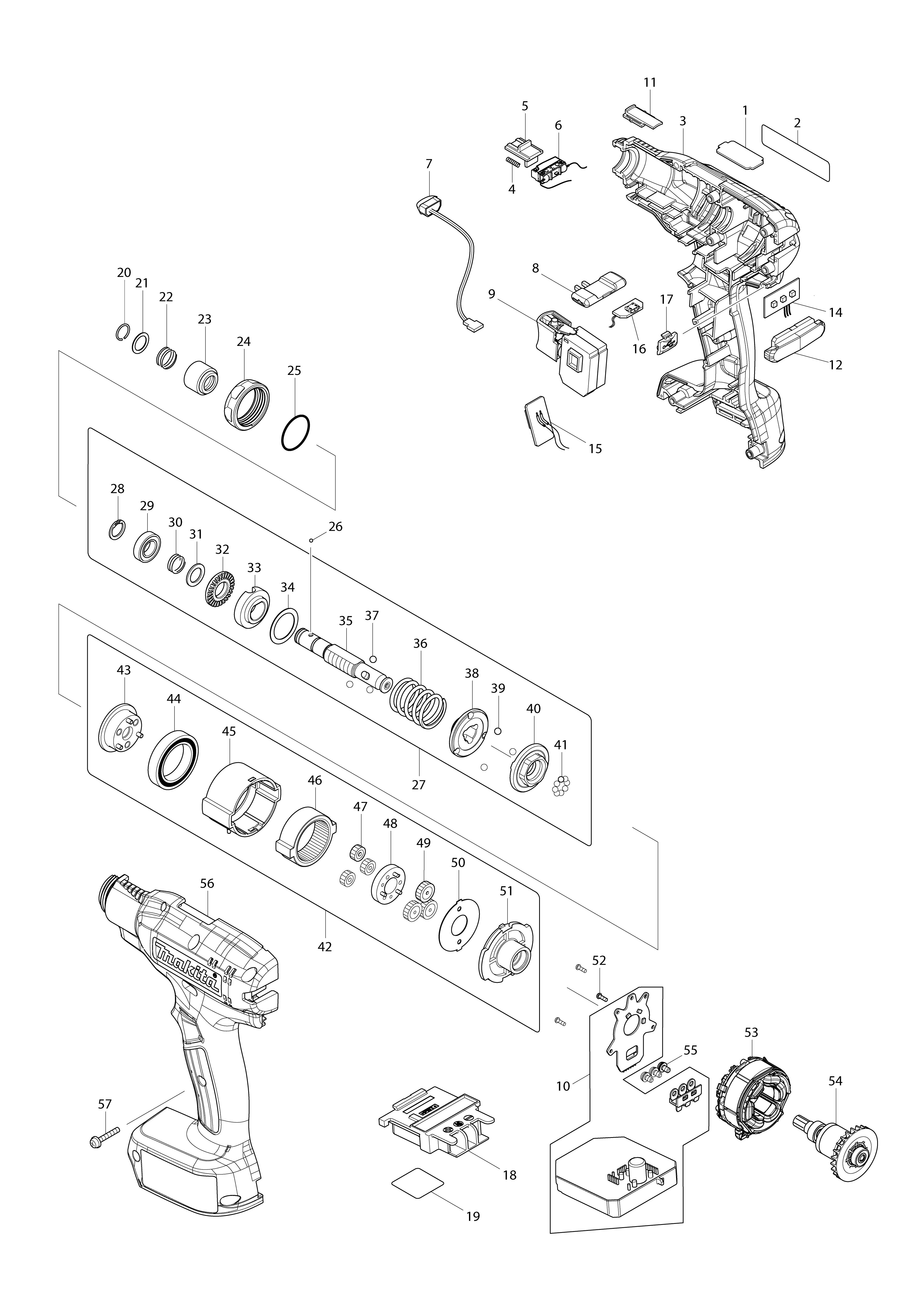 Vue éclatée Makita DFT045F#01