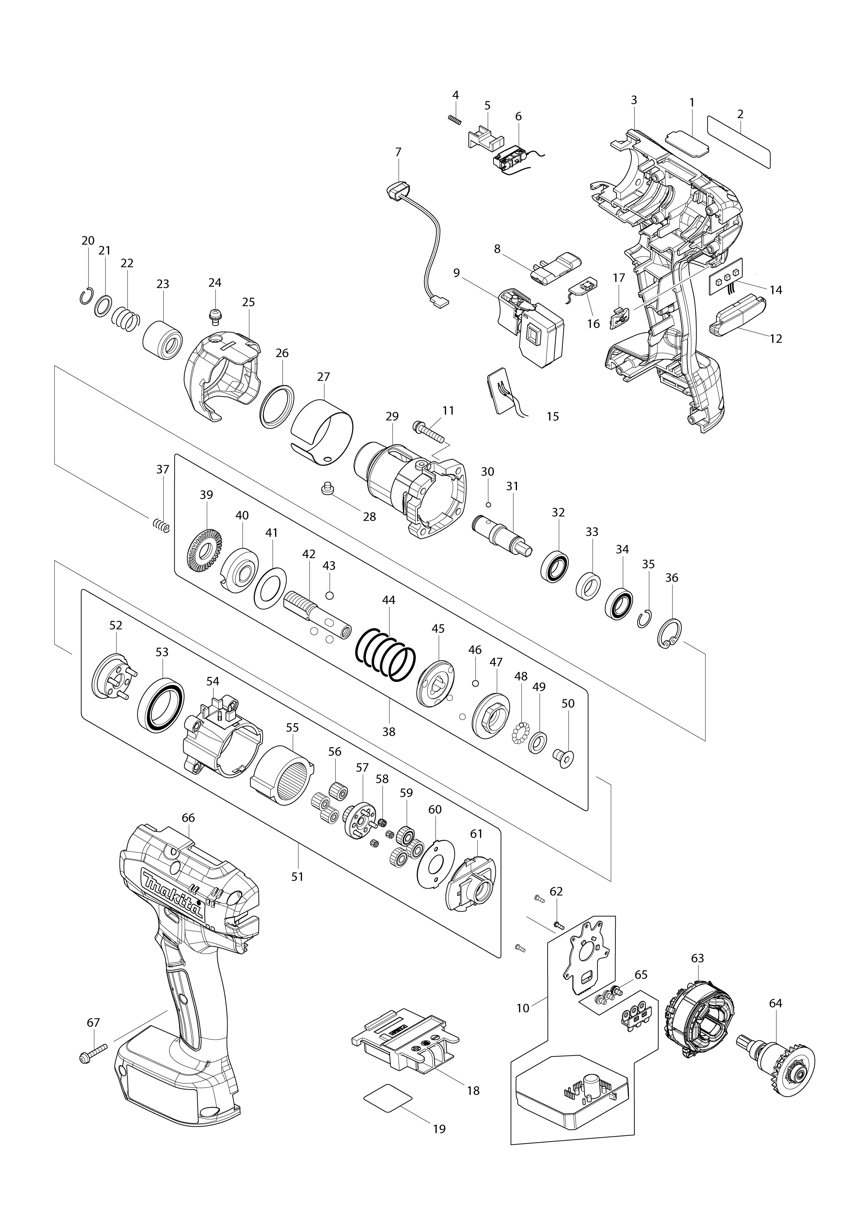Vue éclatée Makita DFT085F#01