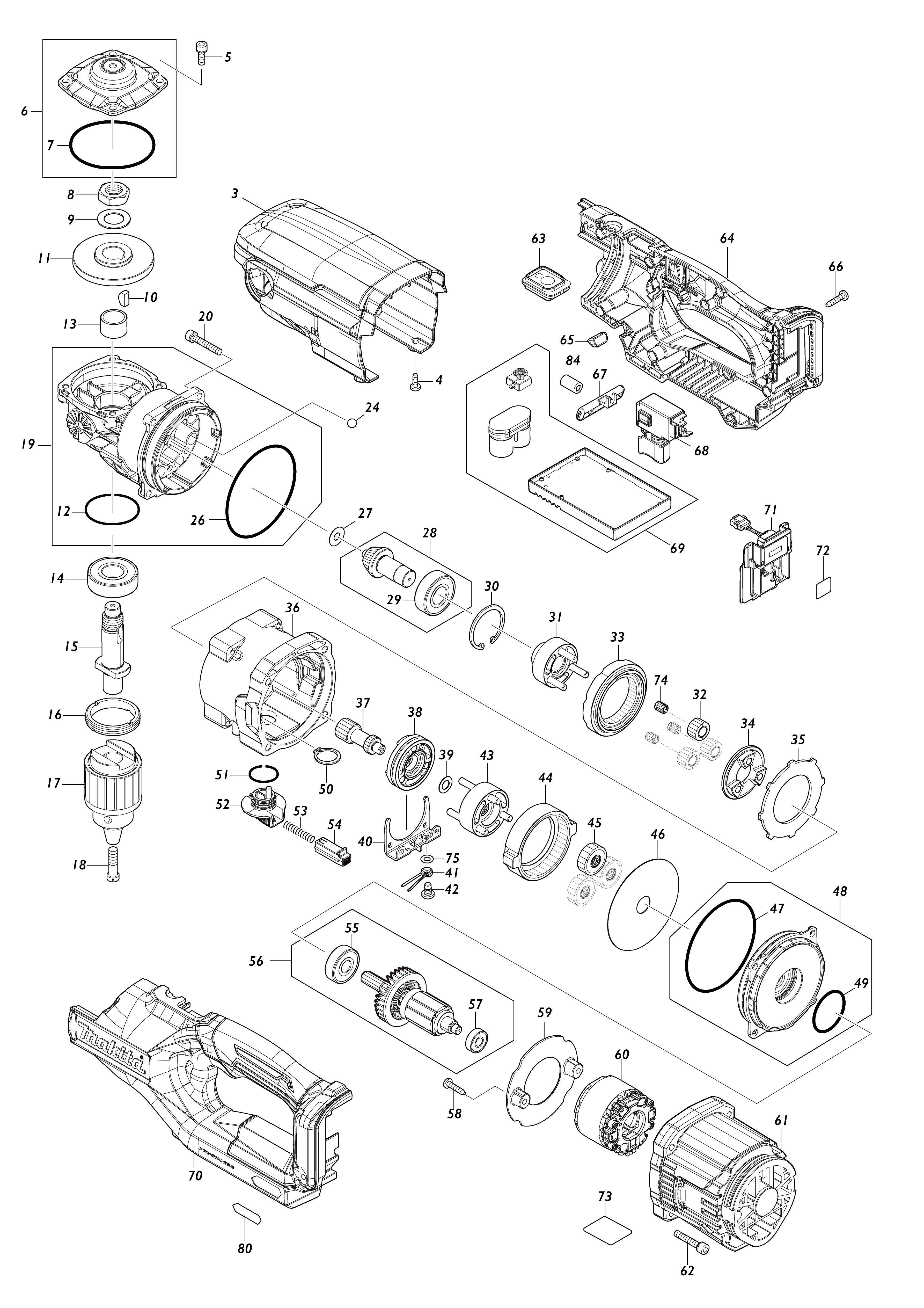 Vue éclatée Makita DG001G#01