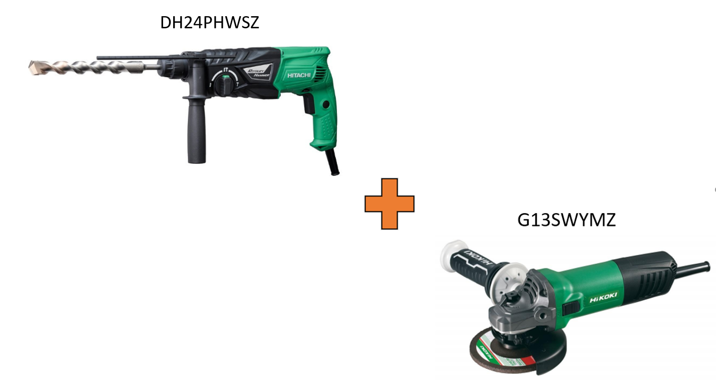 PERFORATEUR BURINEUR SDS-Plus HIKOKI  DH24PHWSZ + MEULEUSE G13SWYMZ