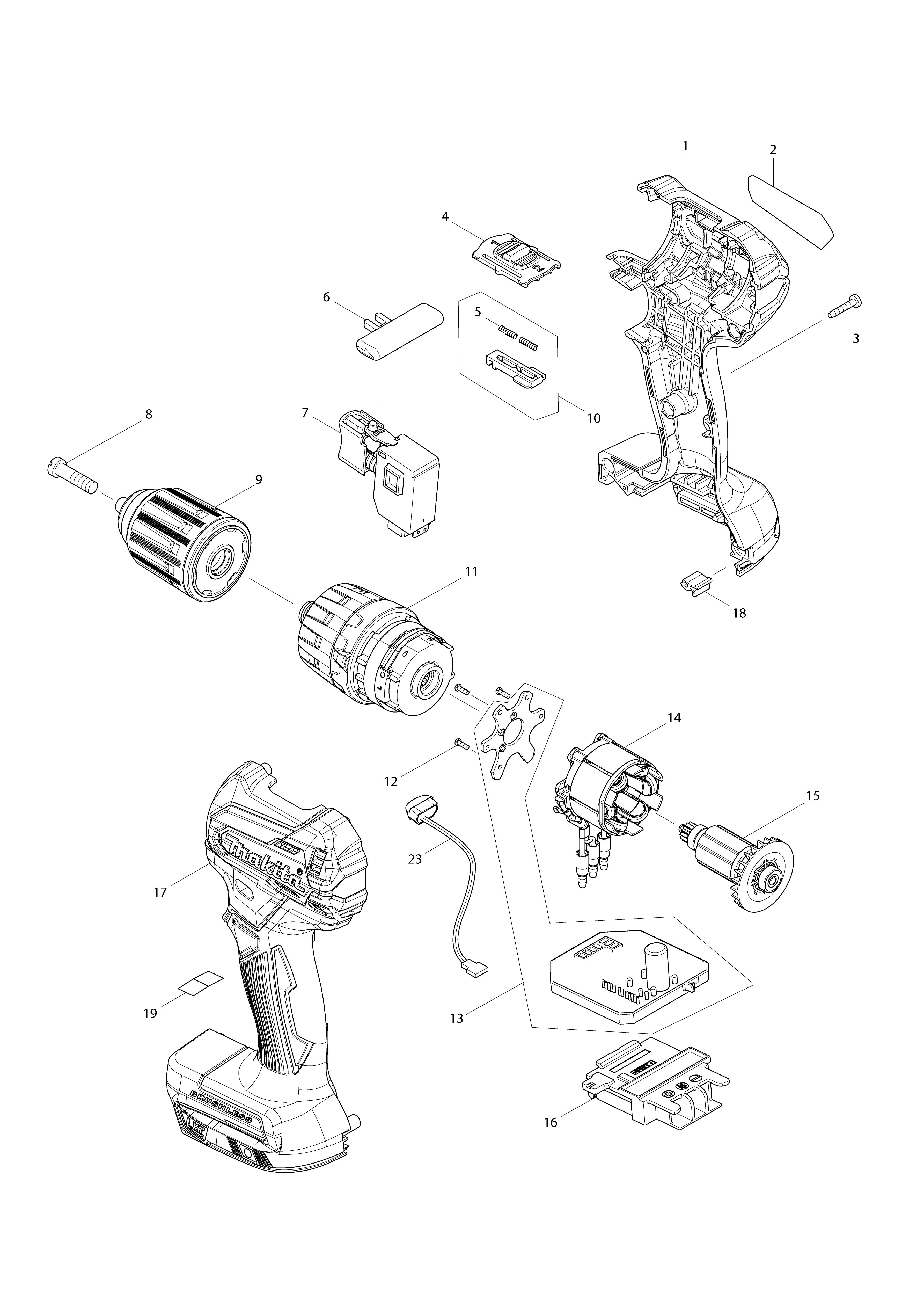Vue éclatée Makita DHP483#01