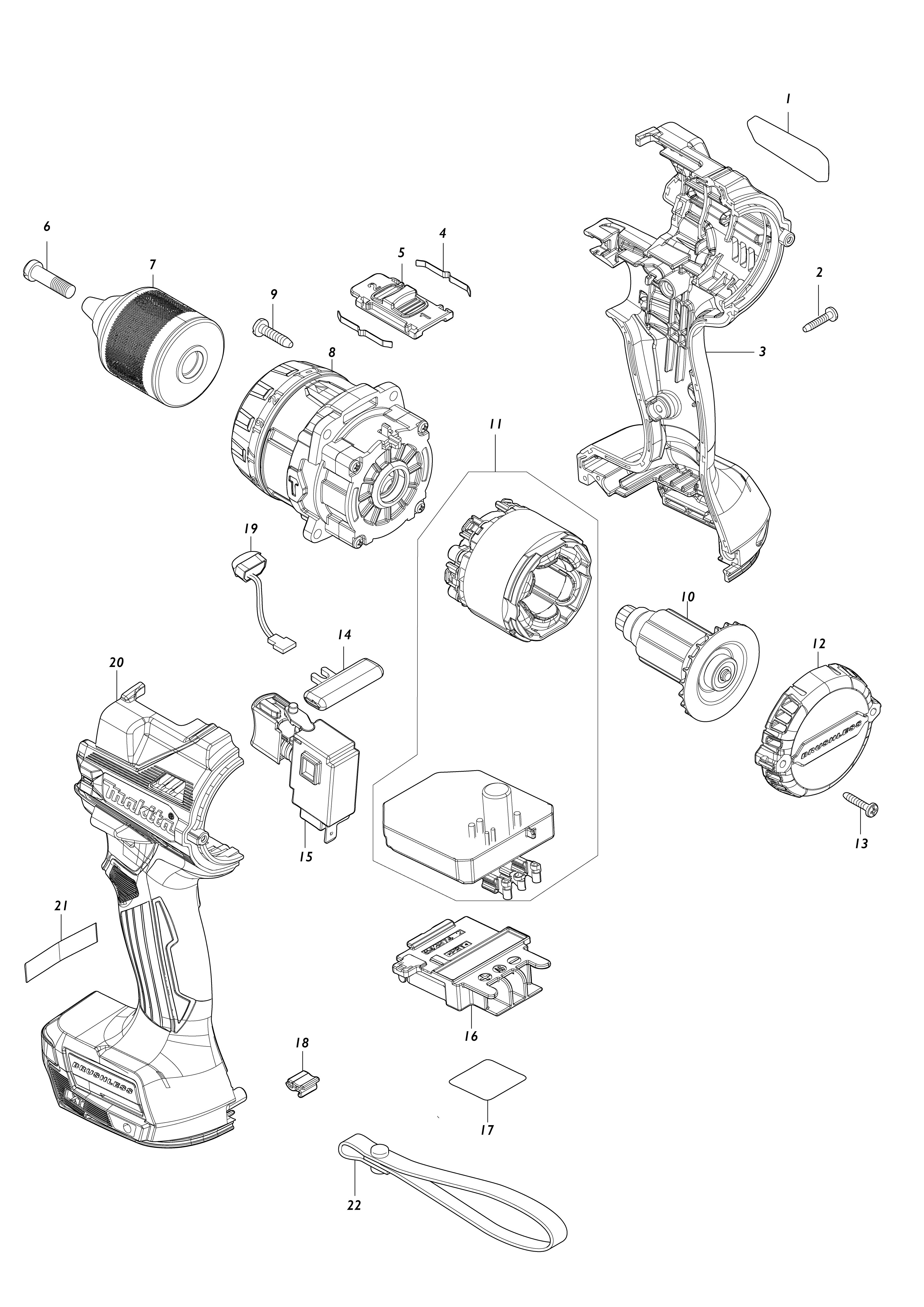 Vue éclatée Makita DHP486#01