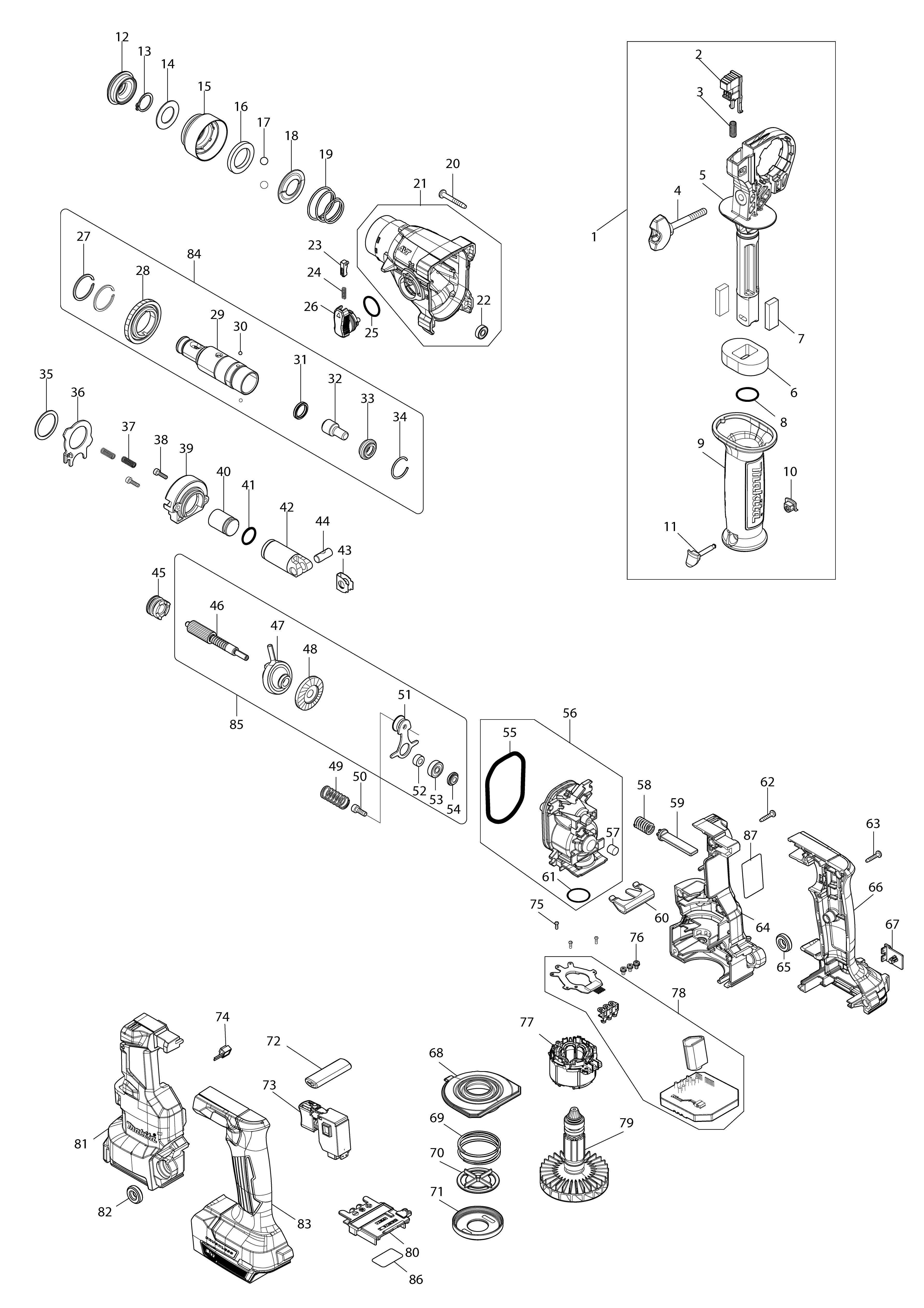 Vue éclatée Makita DHR183#01