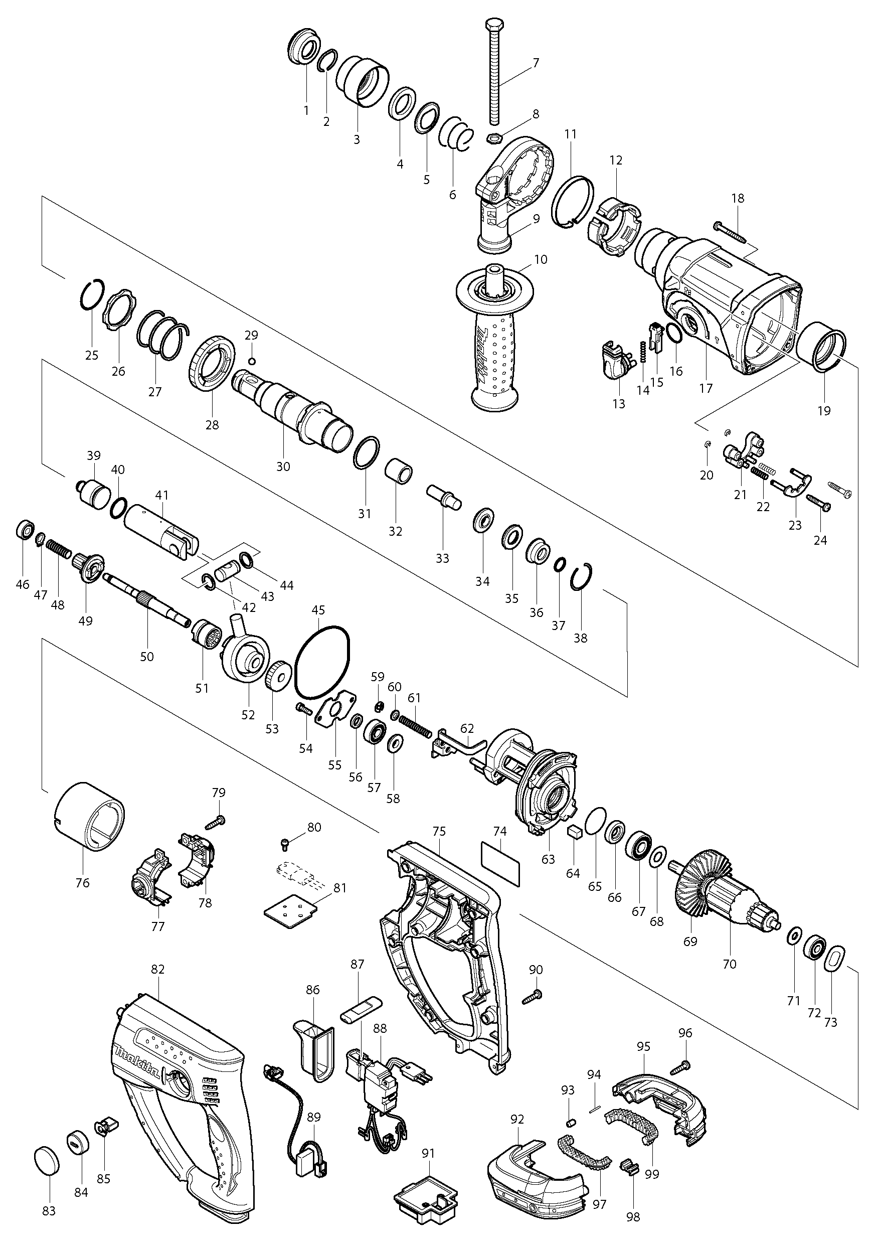 PIECES DETACHEES PERFO BURINEUR SDS-Plus  MAKITA DHR202RMJ