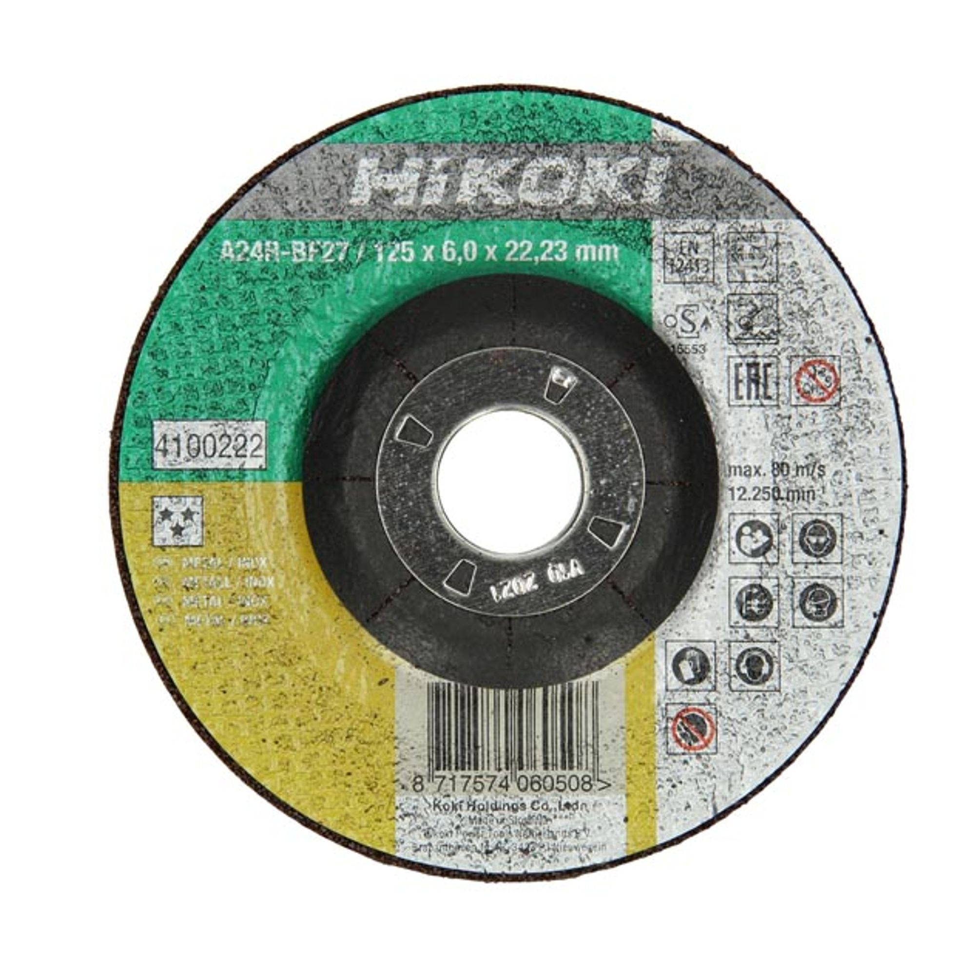 Disque de meulage Hikoki Premium Inox+Métal Moyeu déporté 230 mm ep 6 mm #01