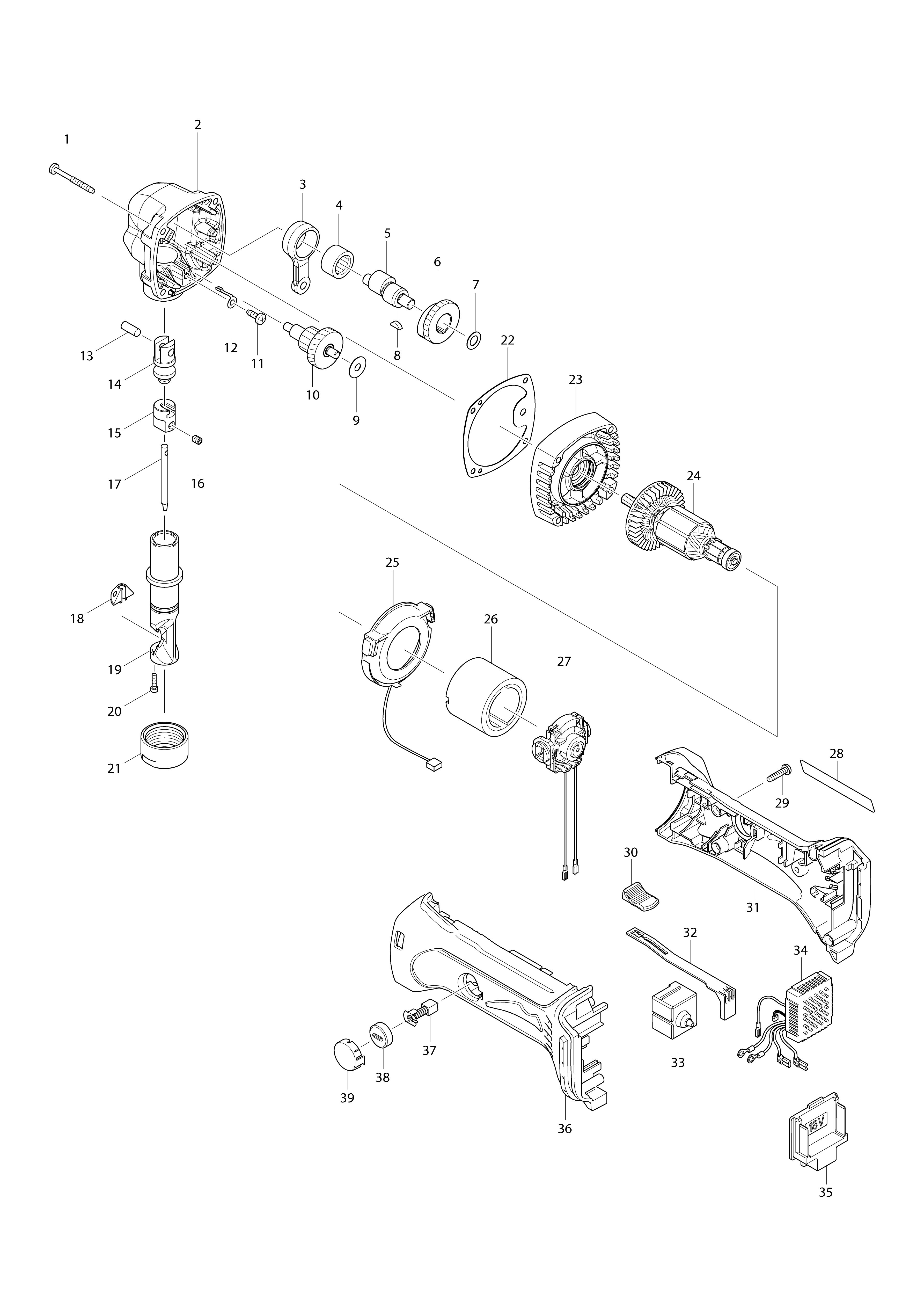 Vue éclatée Makita DJN161#01
