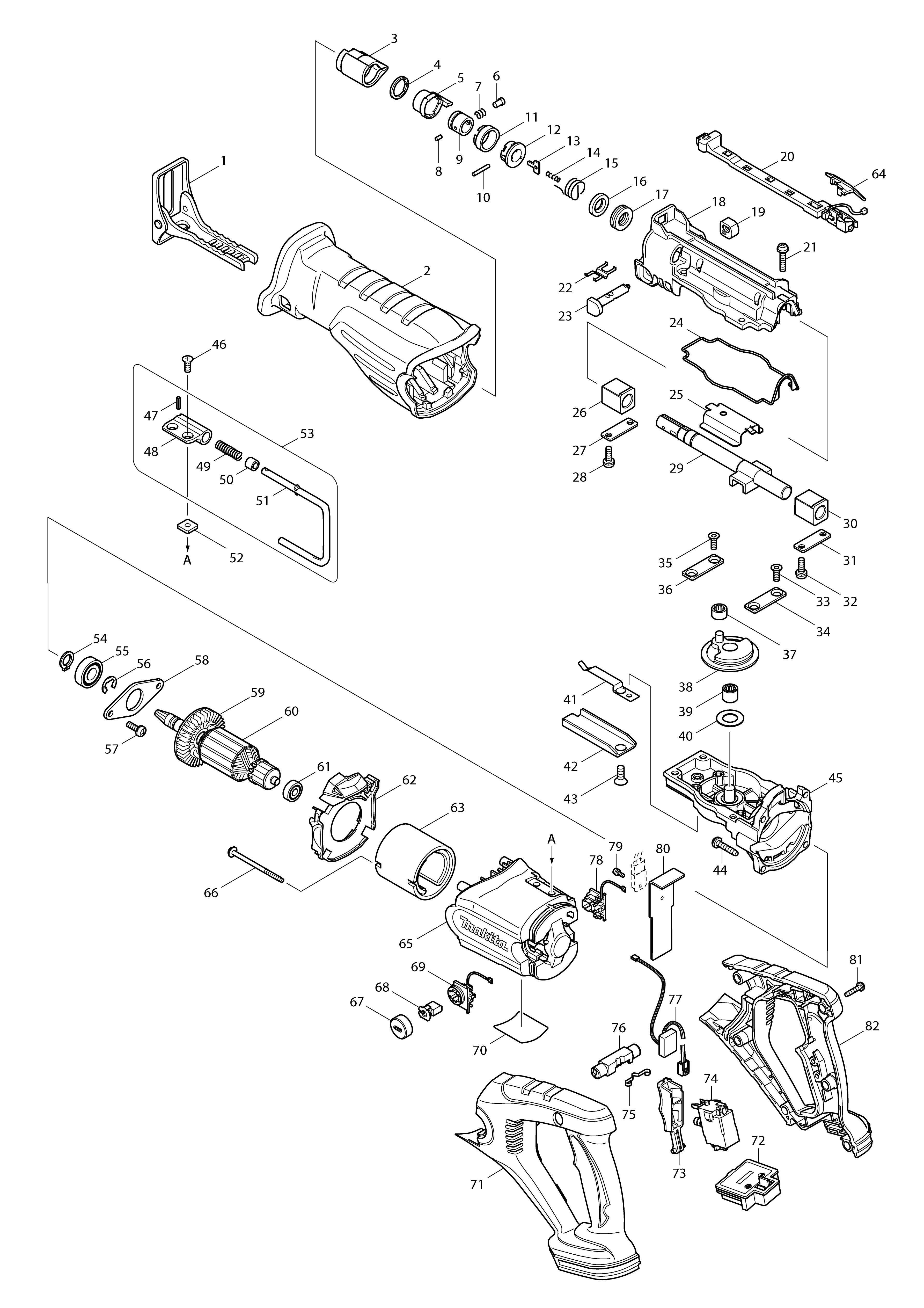 Vue éclatée Makita DJR181#01