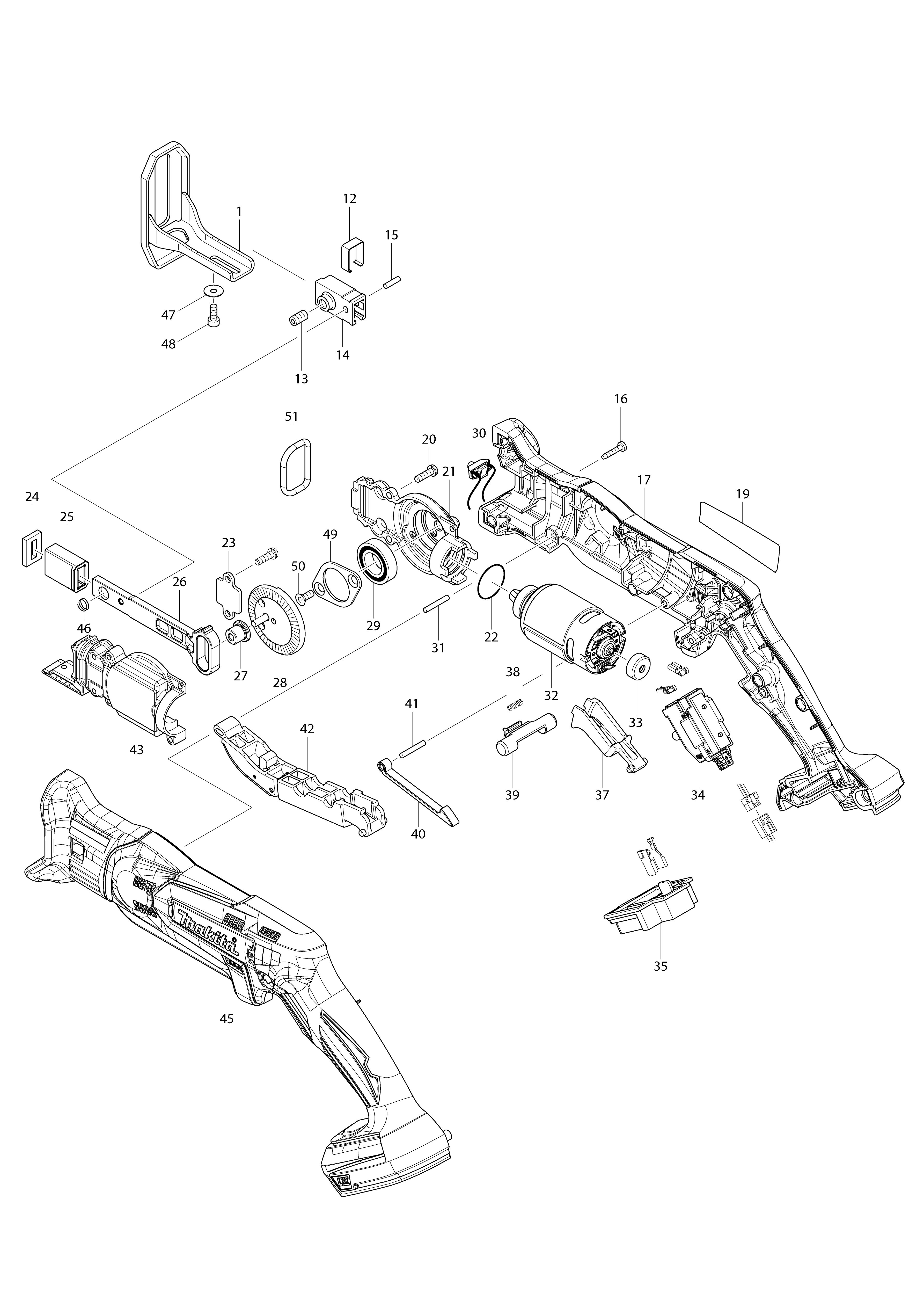 Vue éclatée Makita DJR185#01