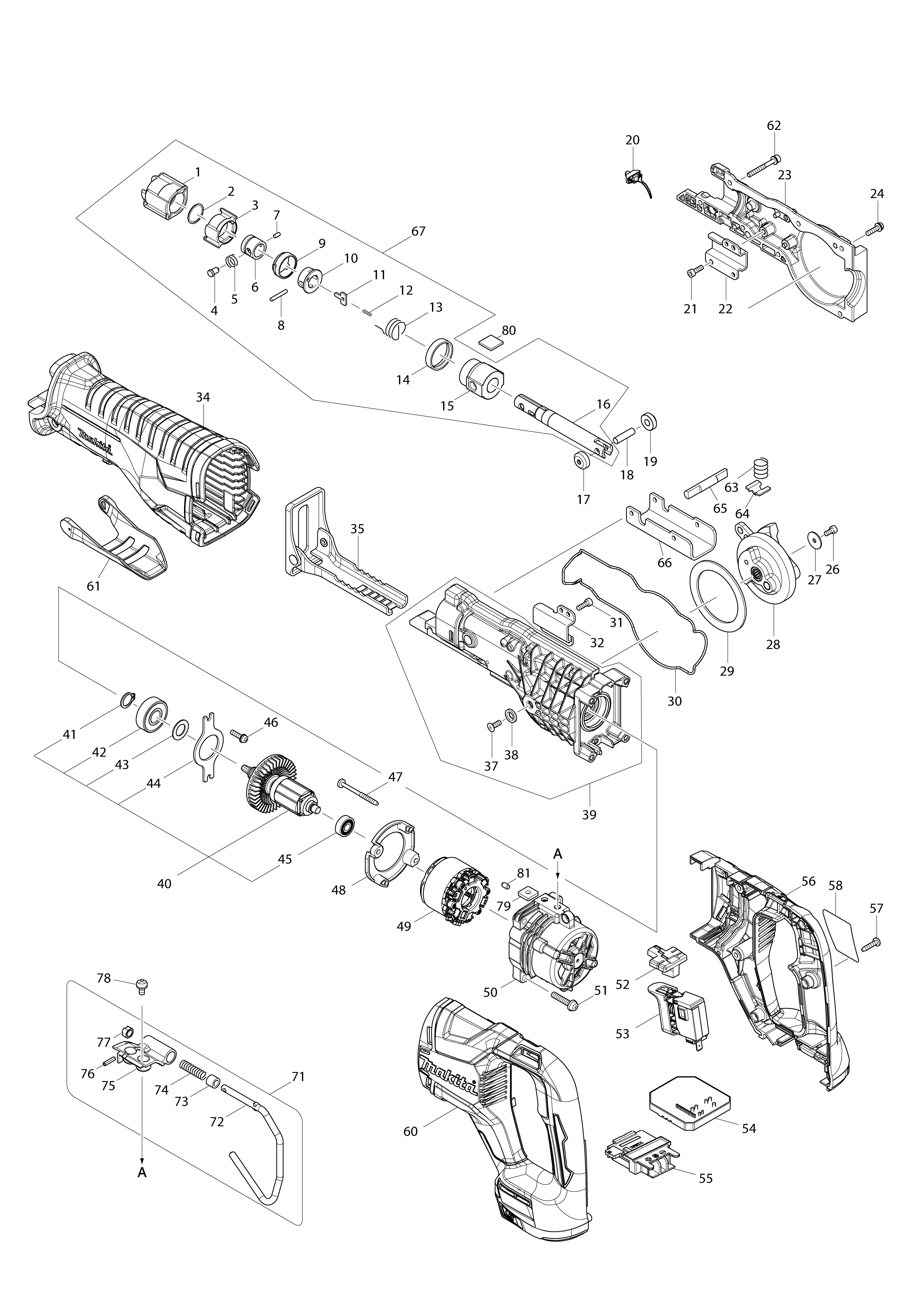 Vue éclatée Makita DJR187#01