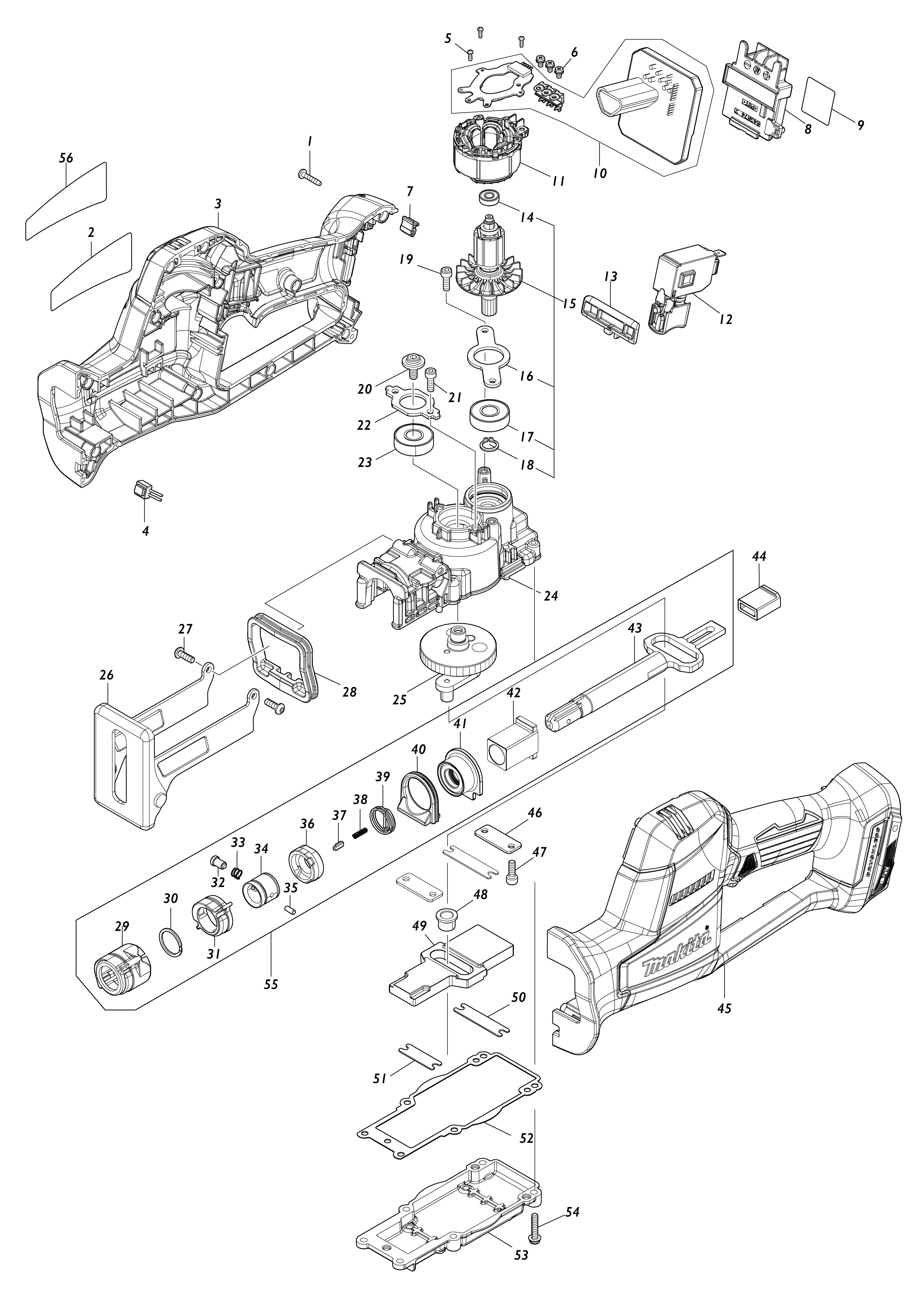 Vue éclatée Makita DJR189#01