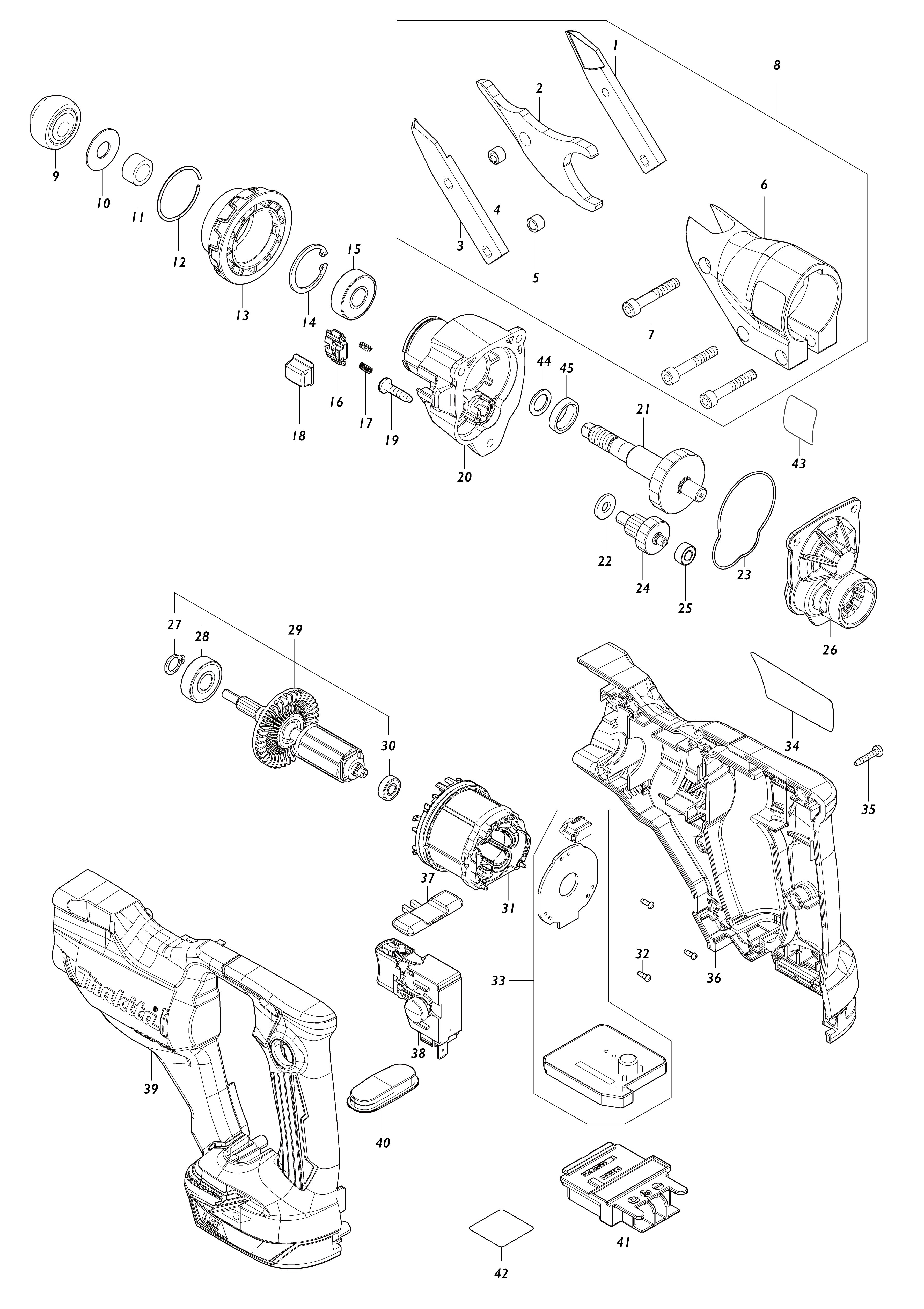 Vue éclatée Makita DJS200#01