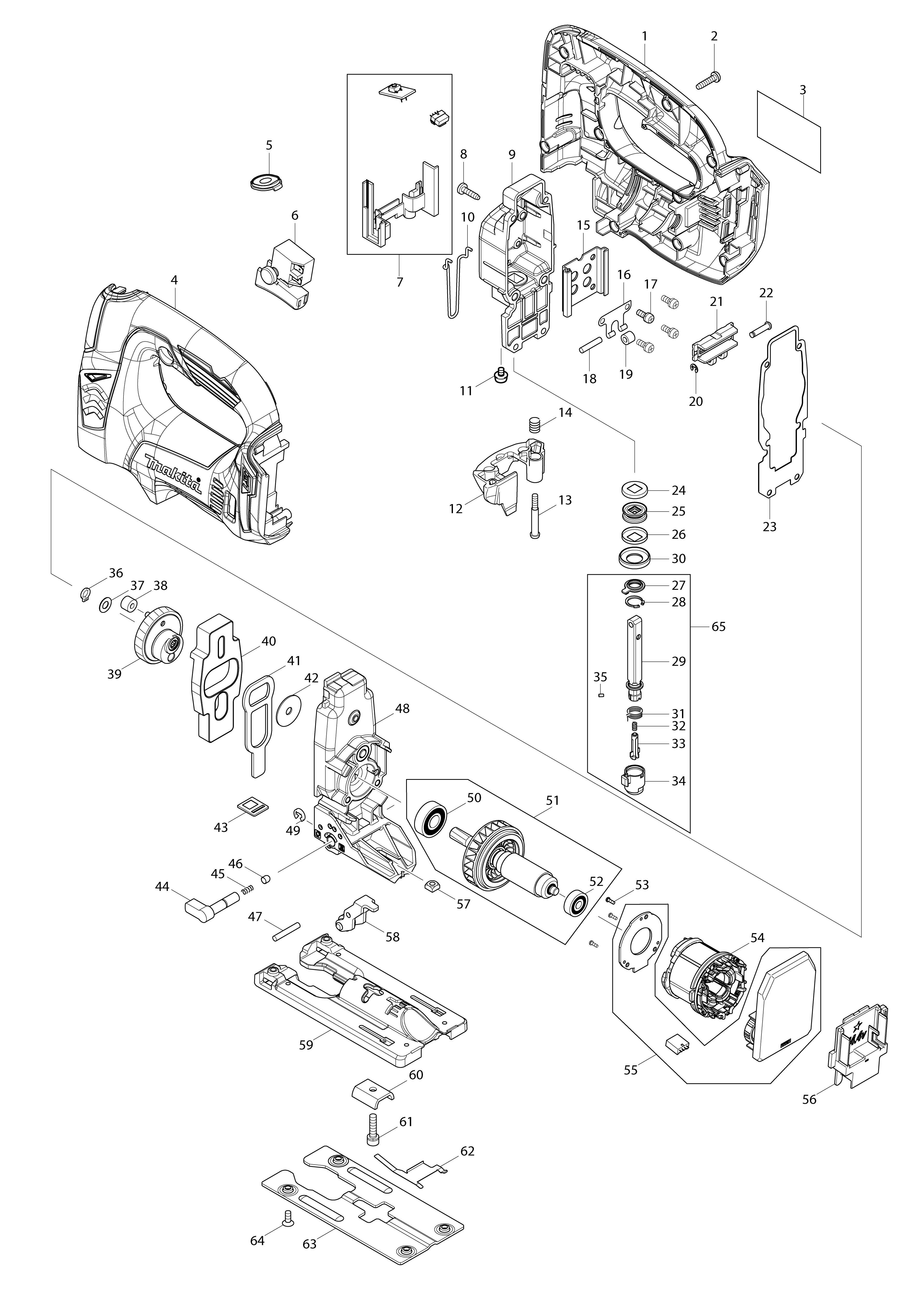 Vue éclatée Makita DJV142#01