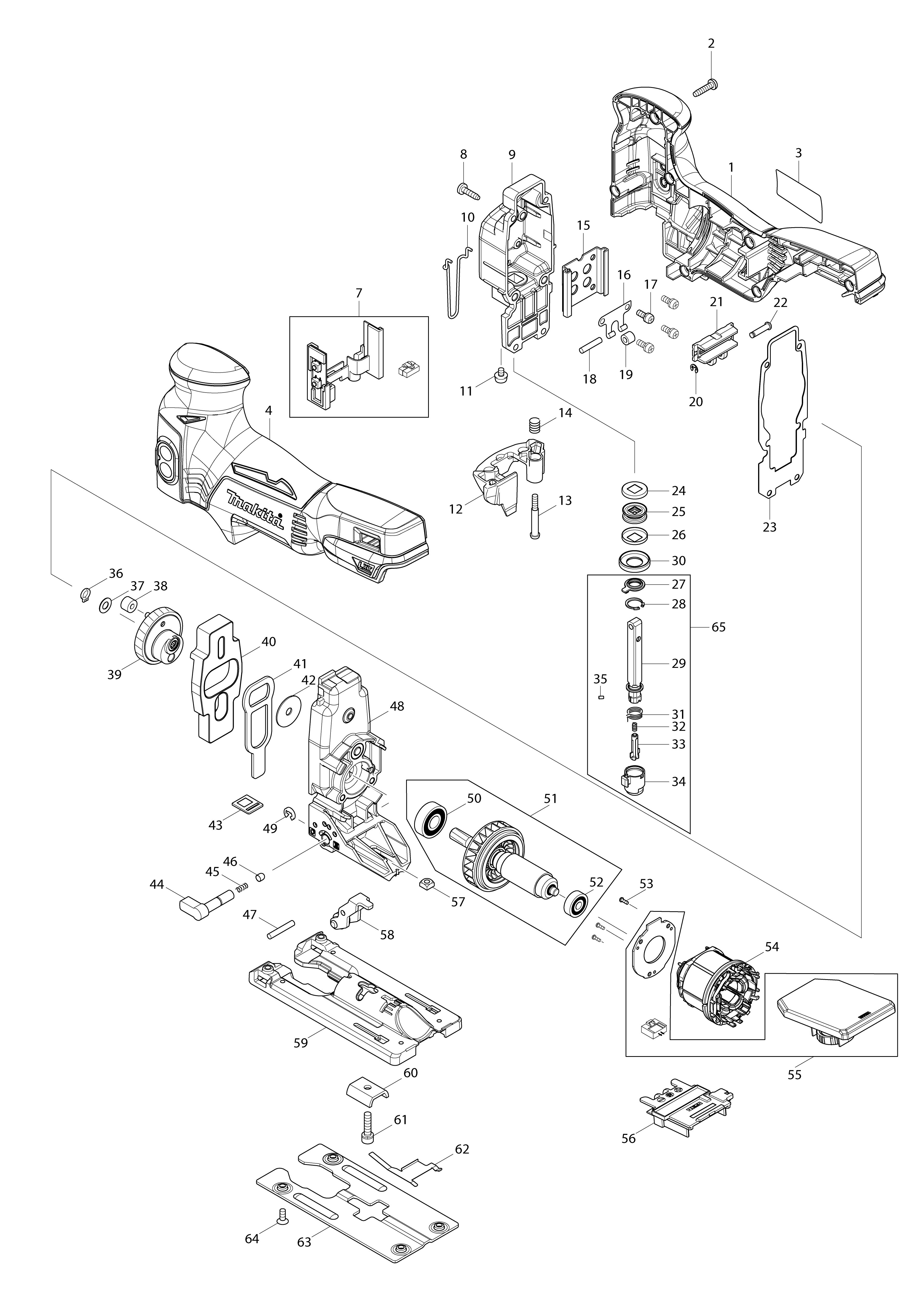 Vue éclatée Makita DJV181#01