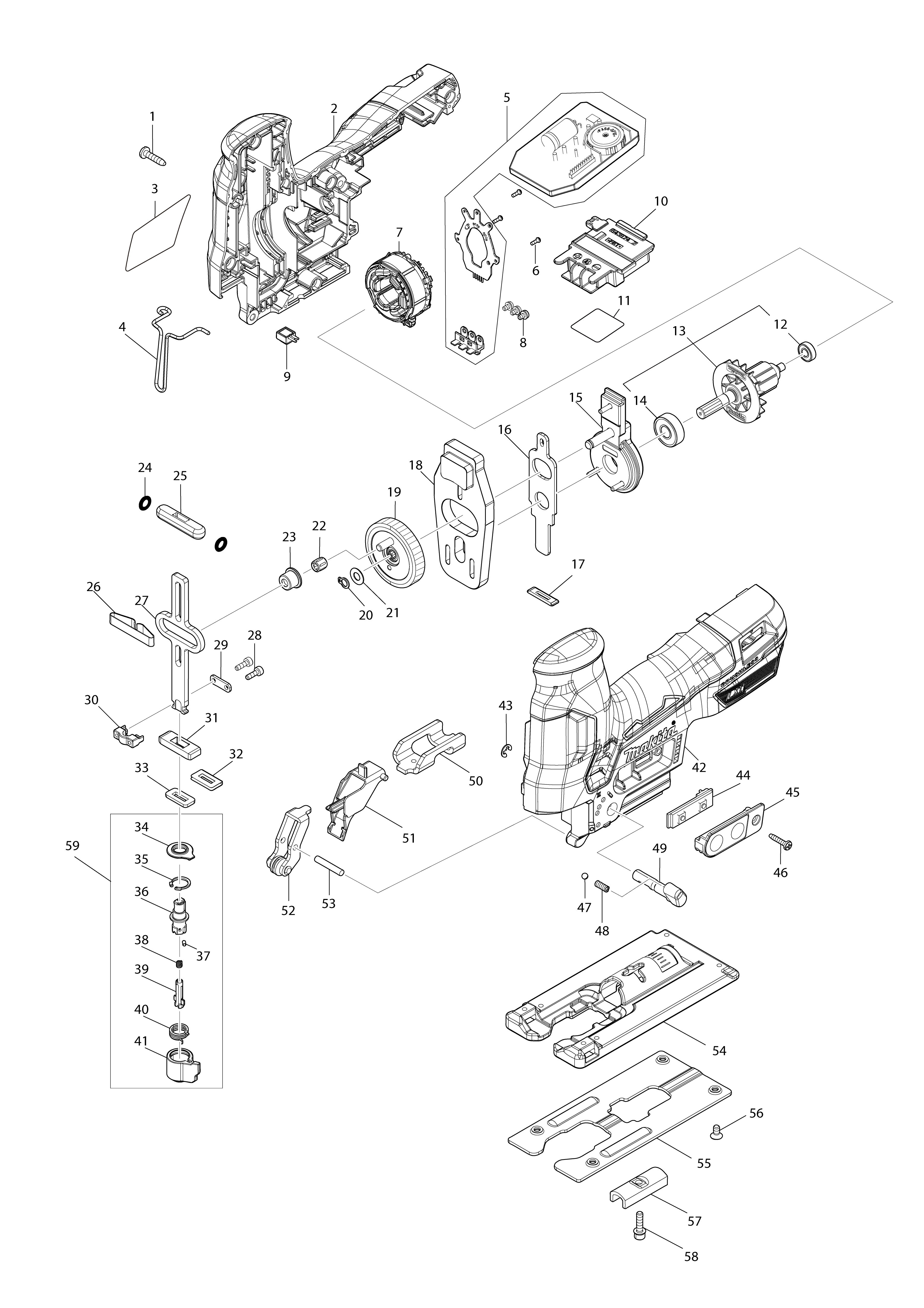 Vue éclatée Makita DJV185#01
