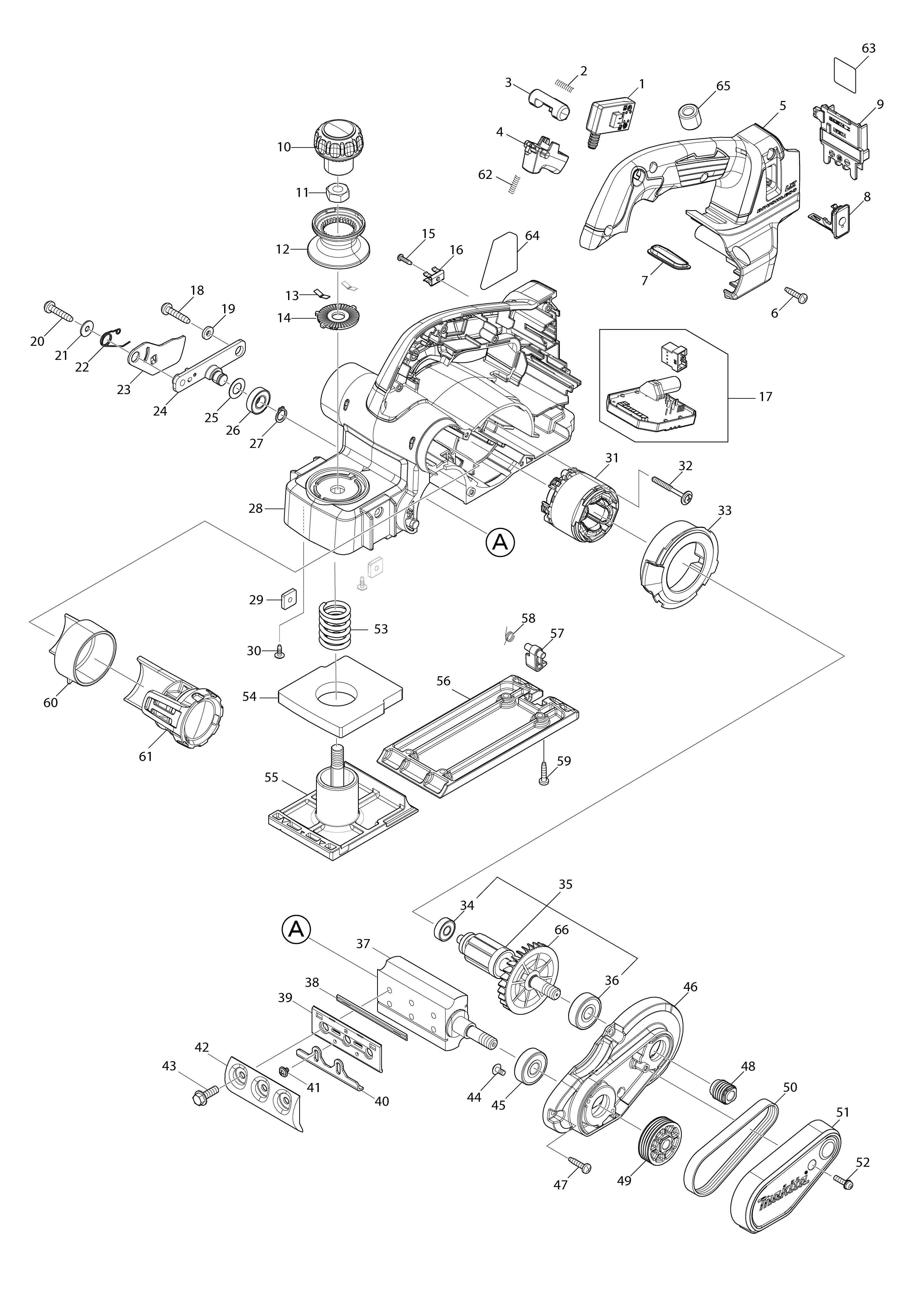 Vue éclatée Makita DKP181#01