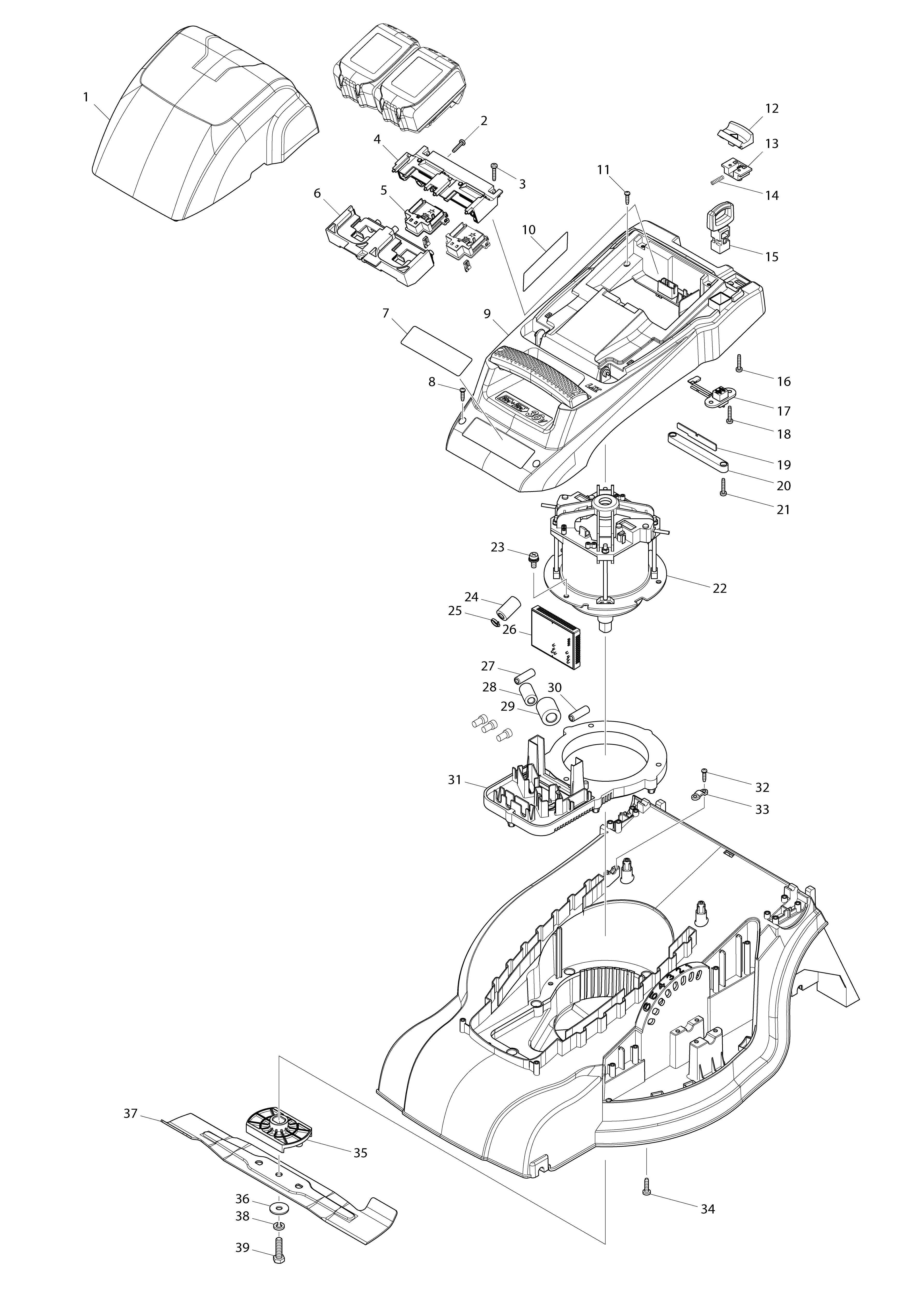 Vue éclatée Makita DLM380#01