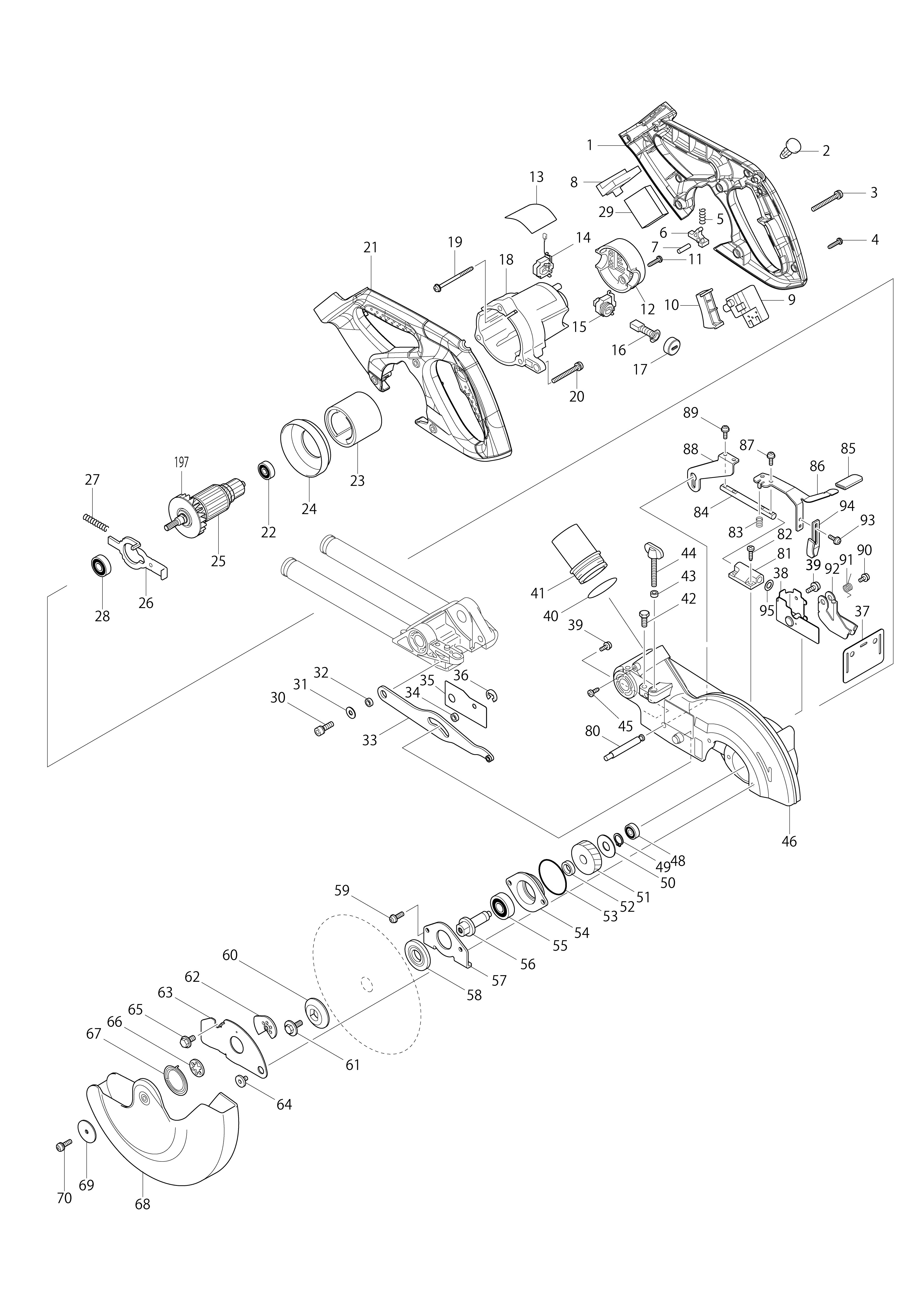 Vue éclatée Makita DLS713#01
