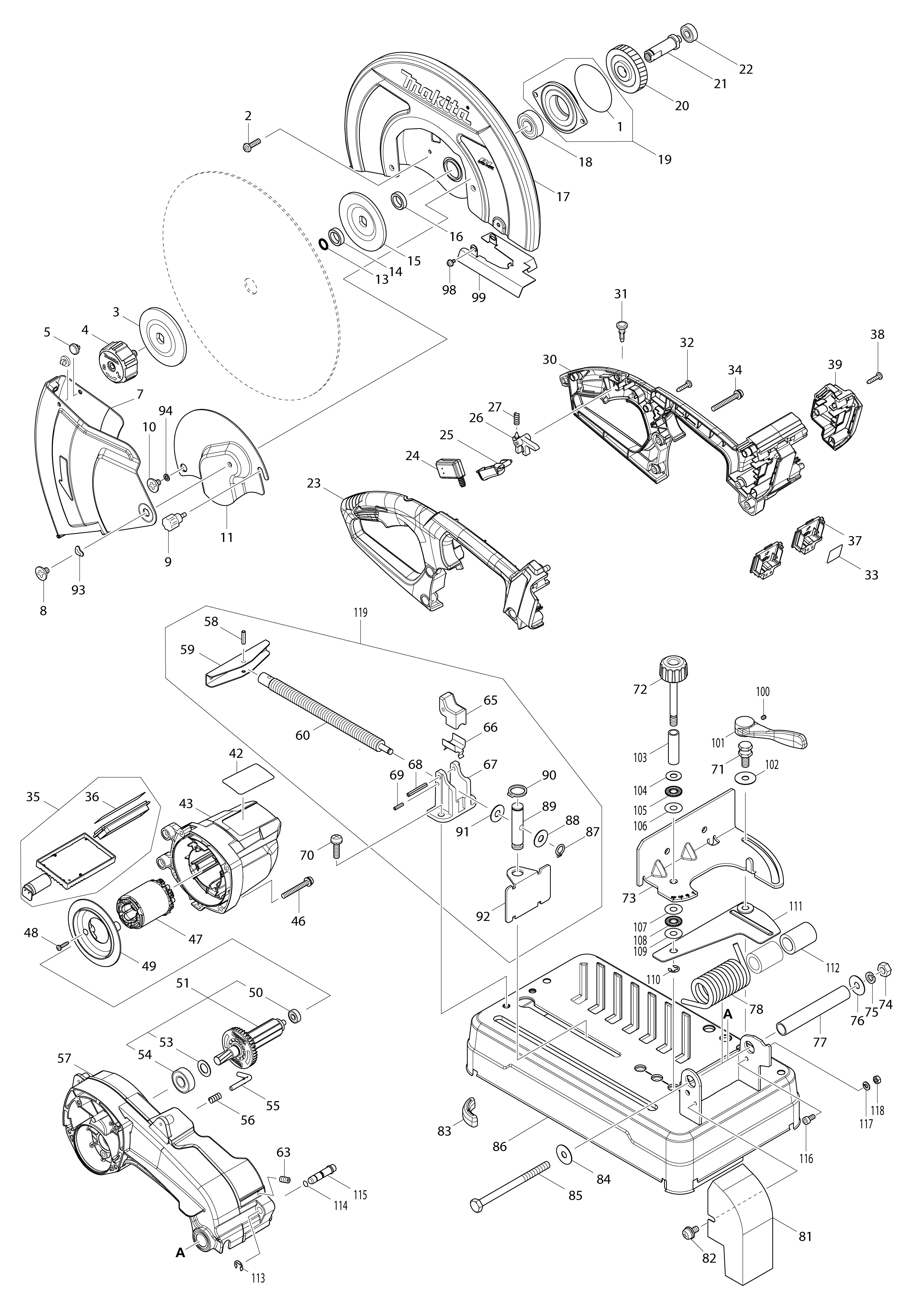 Vue éclatée Makita DLW140#01