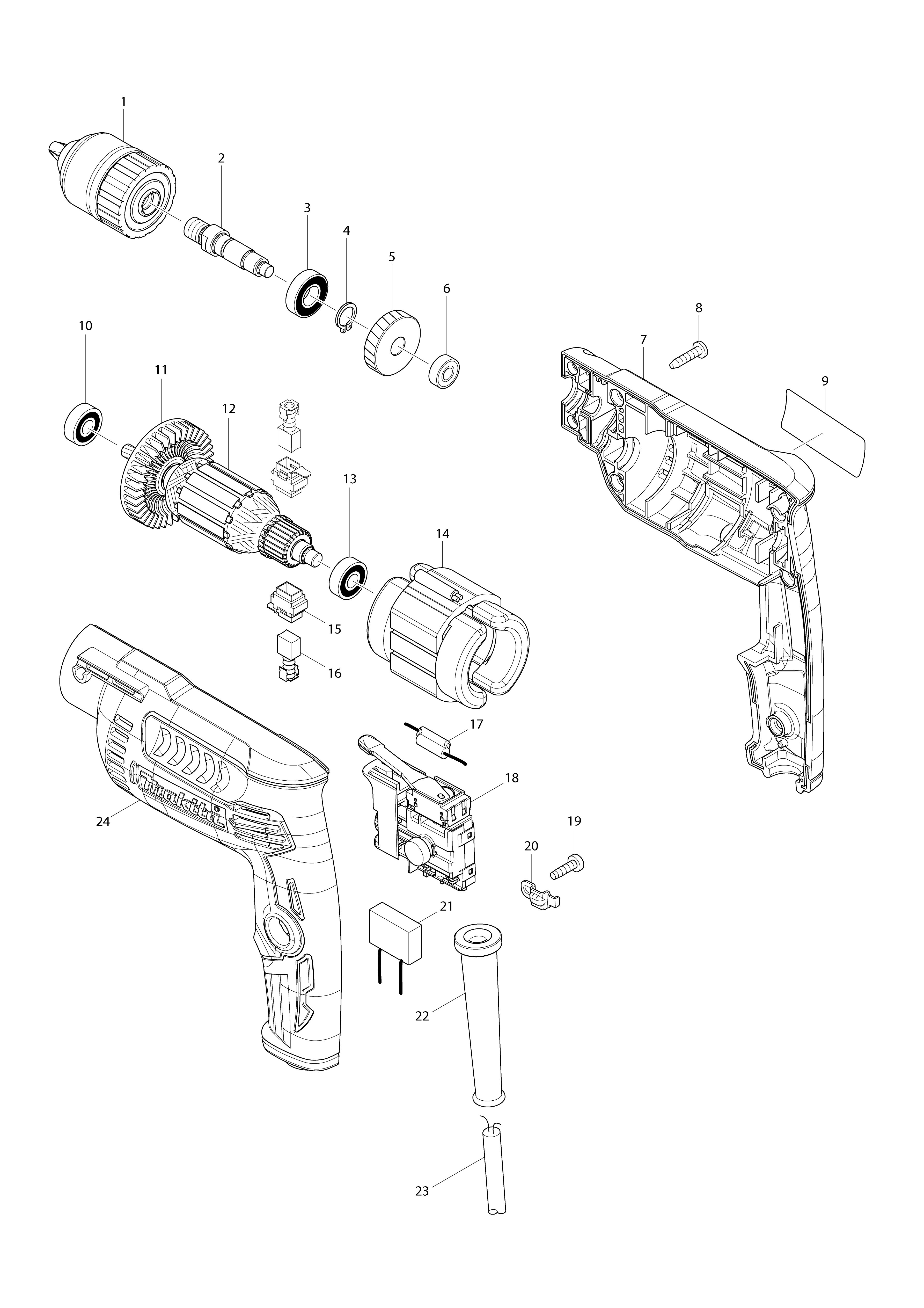 Vue éclatée Makita DP2011#01