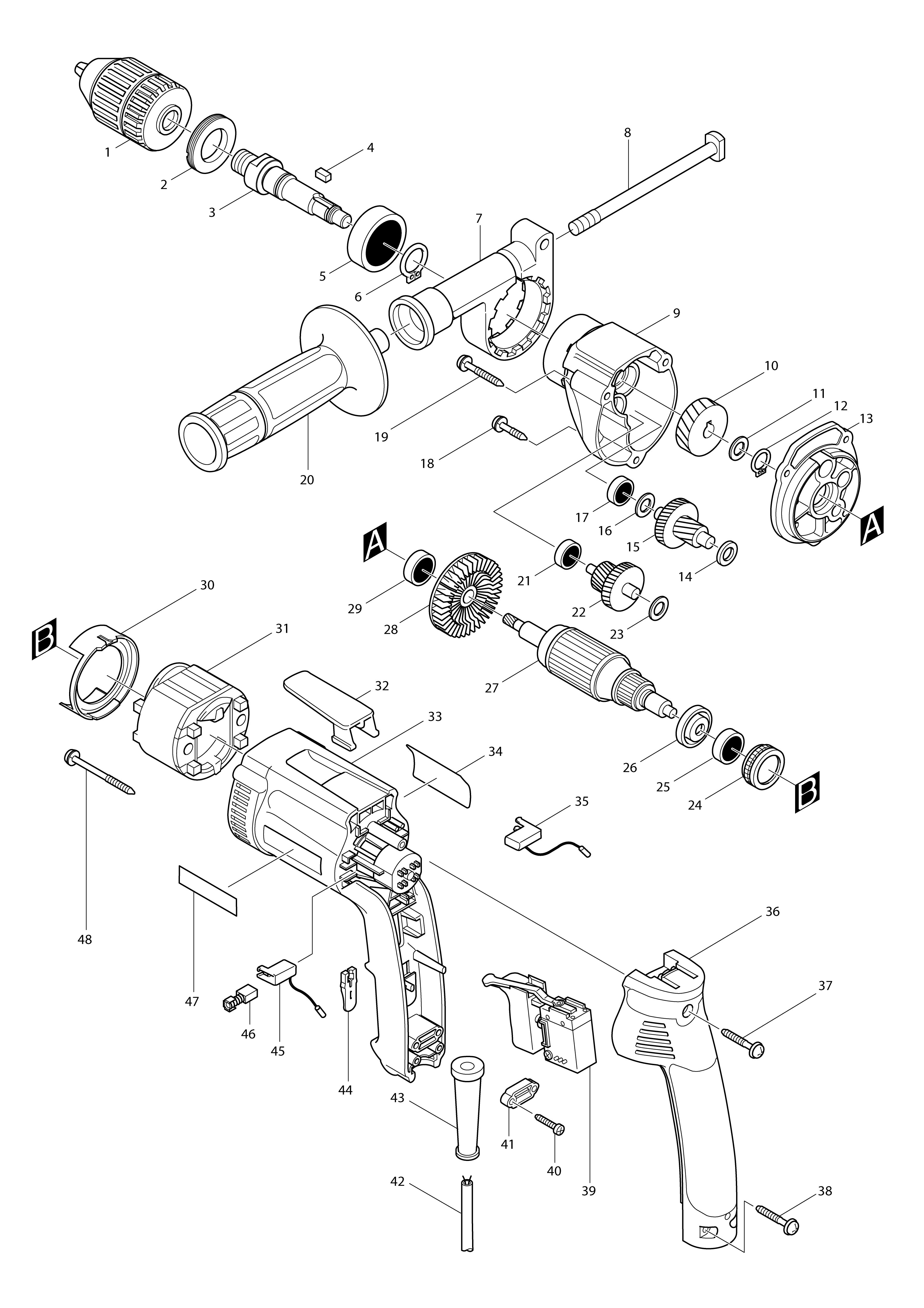 Vue éclatée Makita DP4003#01