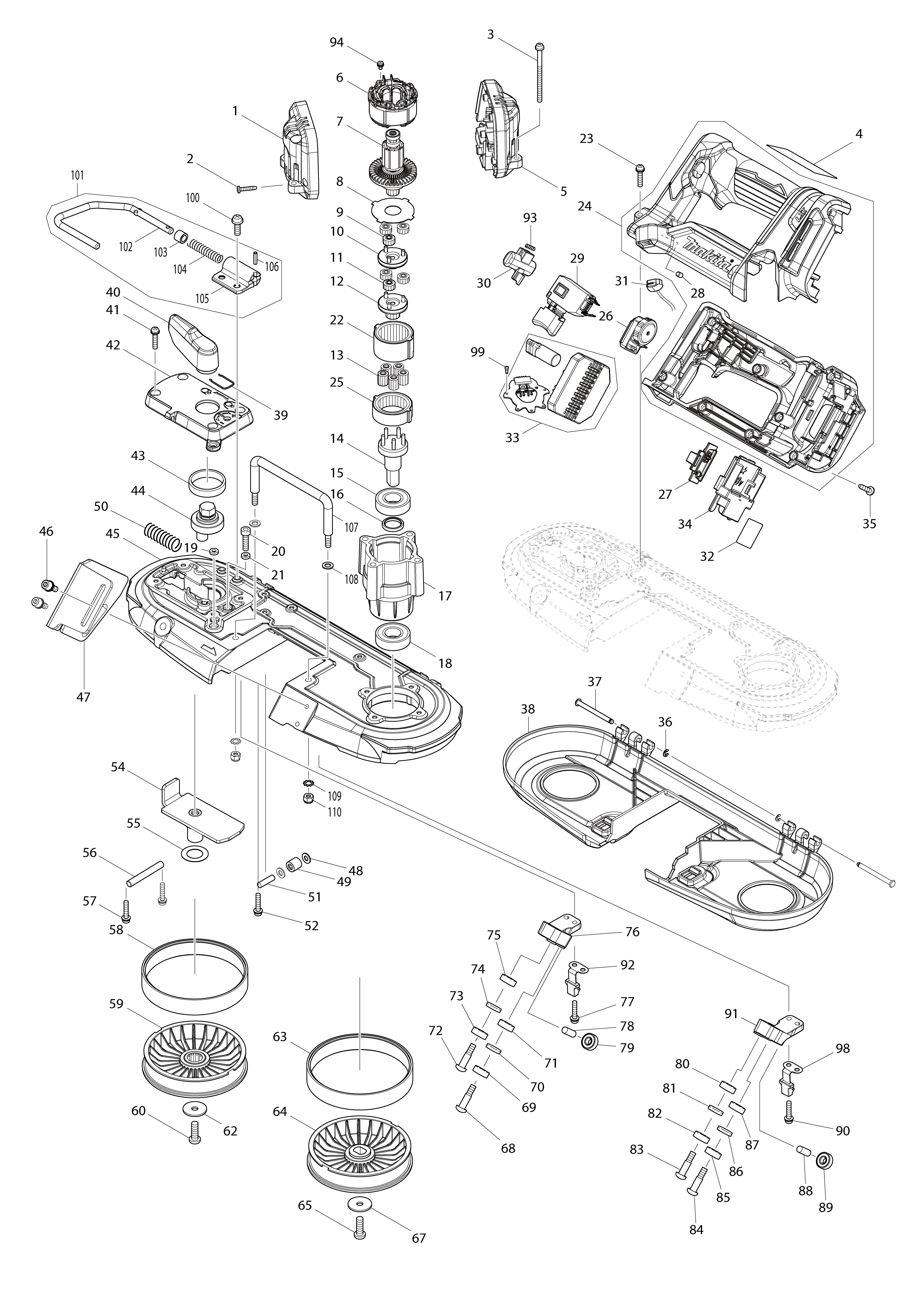 Vue éclatée Makita DPB183#01