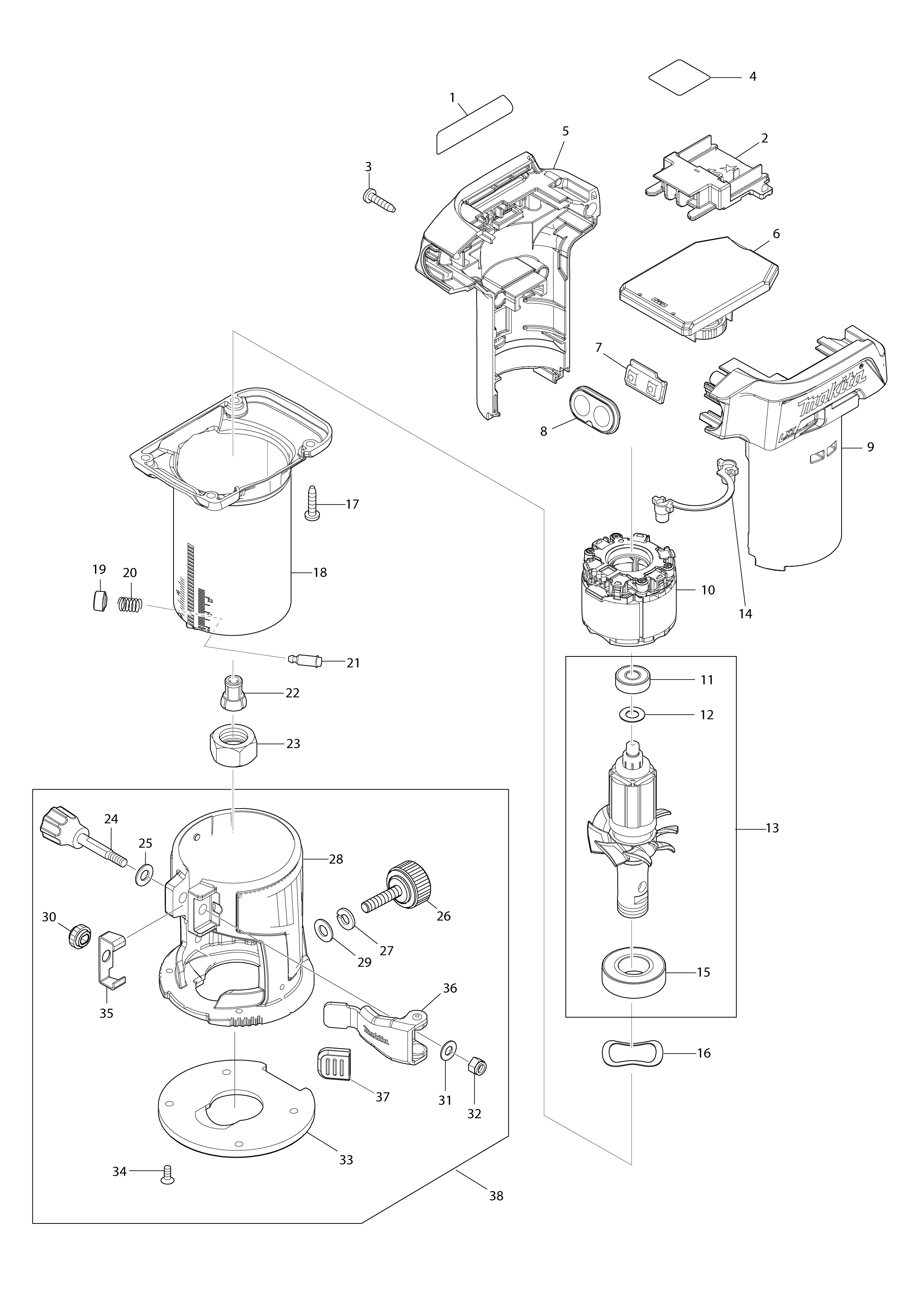 Vue éclatée Makita DRT50#01