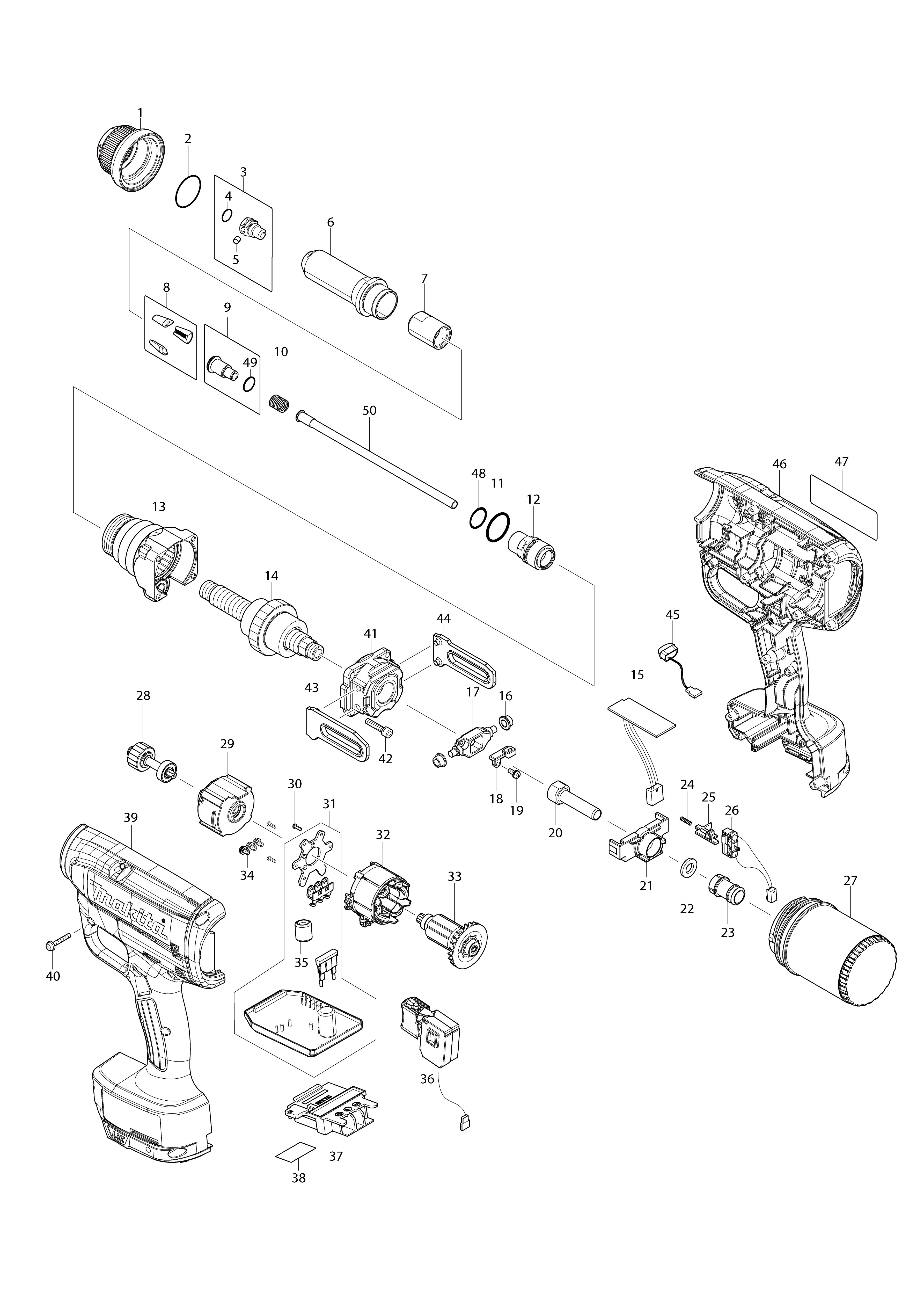 Vue éclatée Makita DRV250#01
