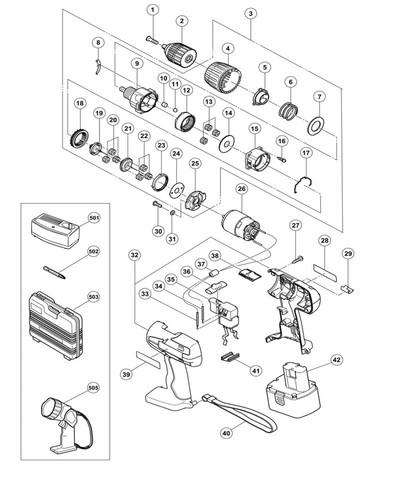 PIECES DETACHEES PERCEUSE VISSEUSE HITACHI DS14DVF2