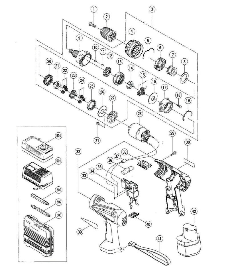 PIECES DETACHEES PERCEUSE VISSEUSE HITACHI DS9DVB