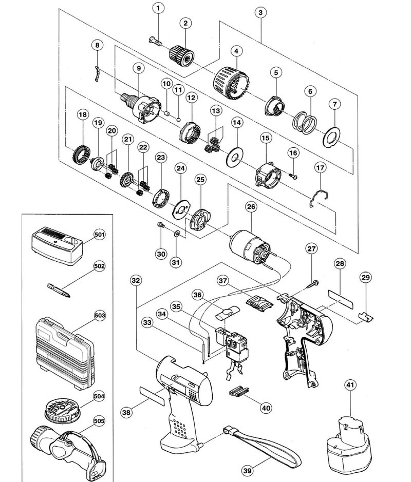 PIECES DETACHEES PERCEUSE VISSEUSE HITACHI DS9DVF