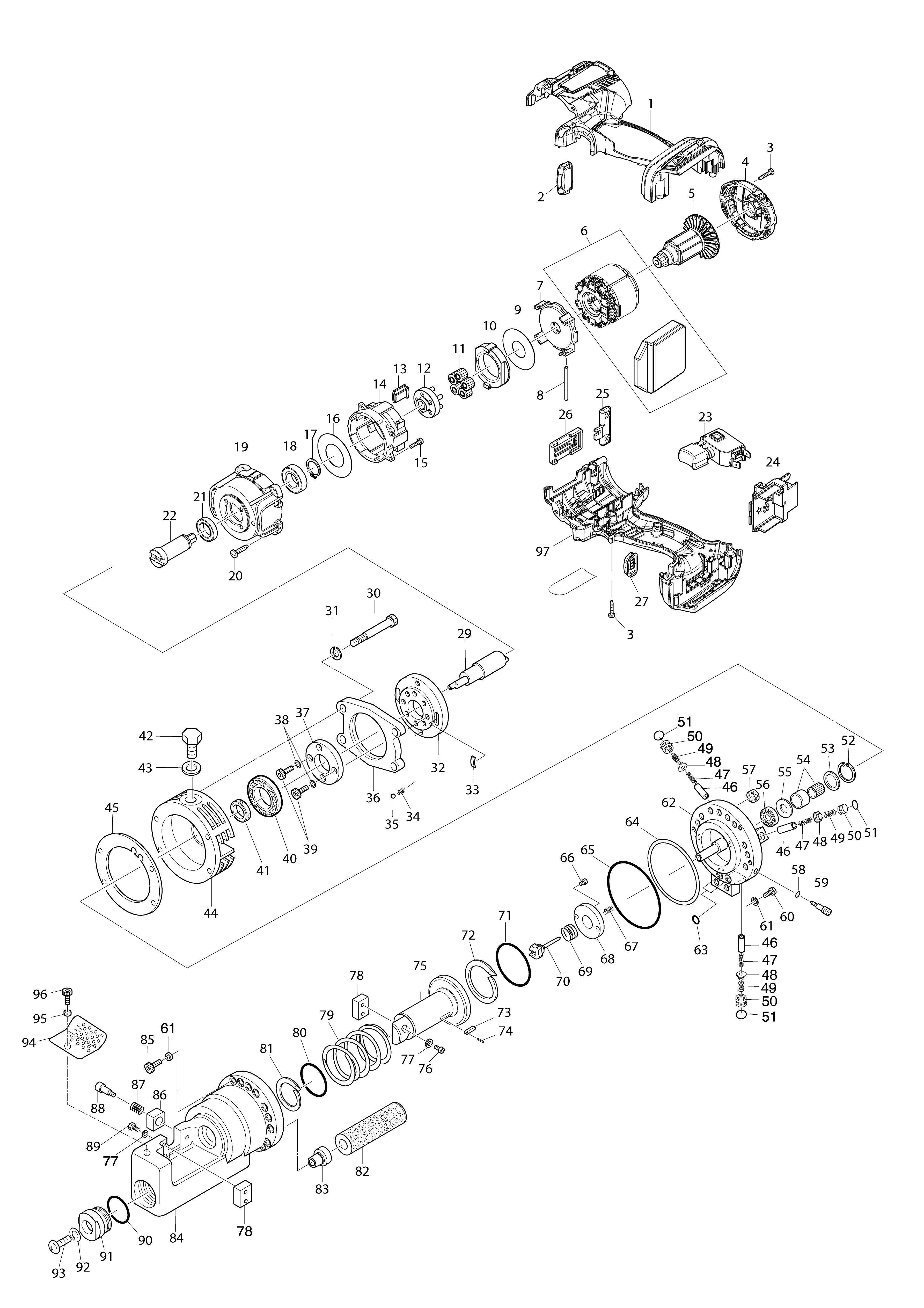 Vue éclatée Makita DSC163#01