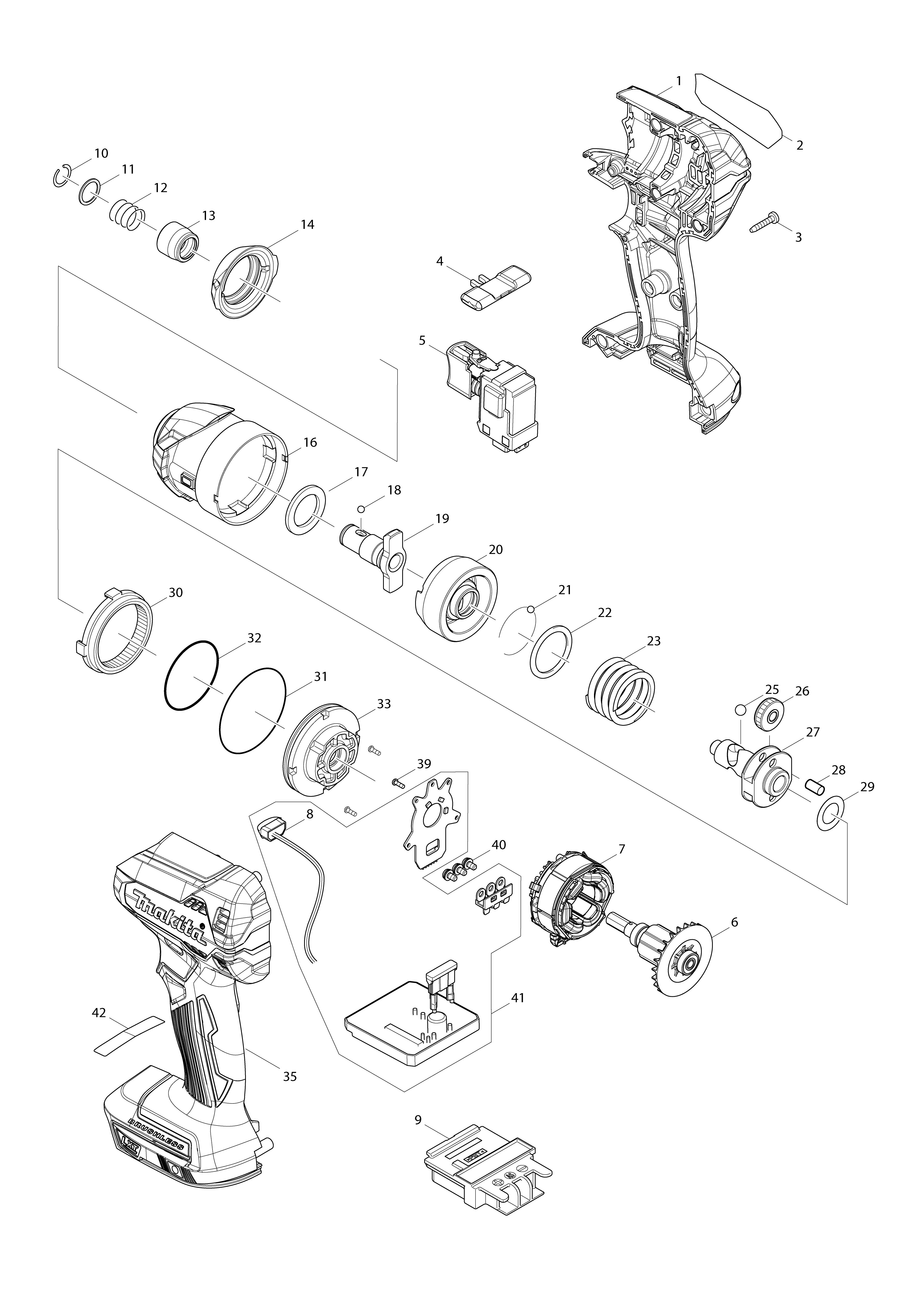 Vue éclatée Makita DTD153#01