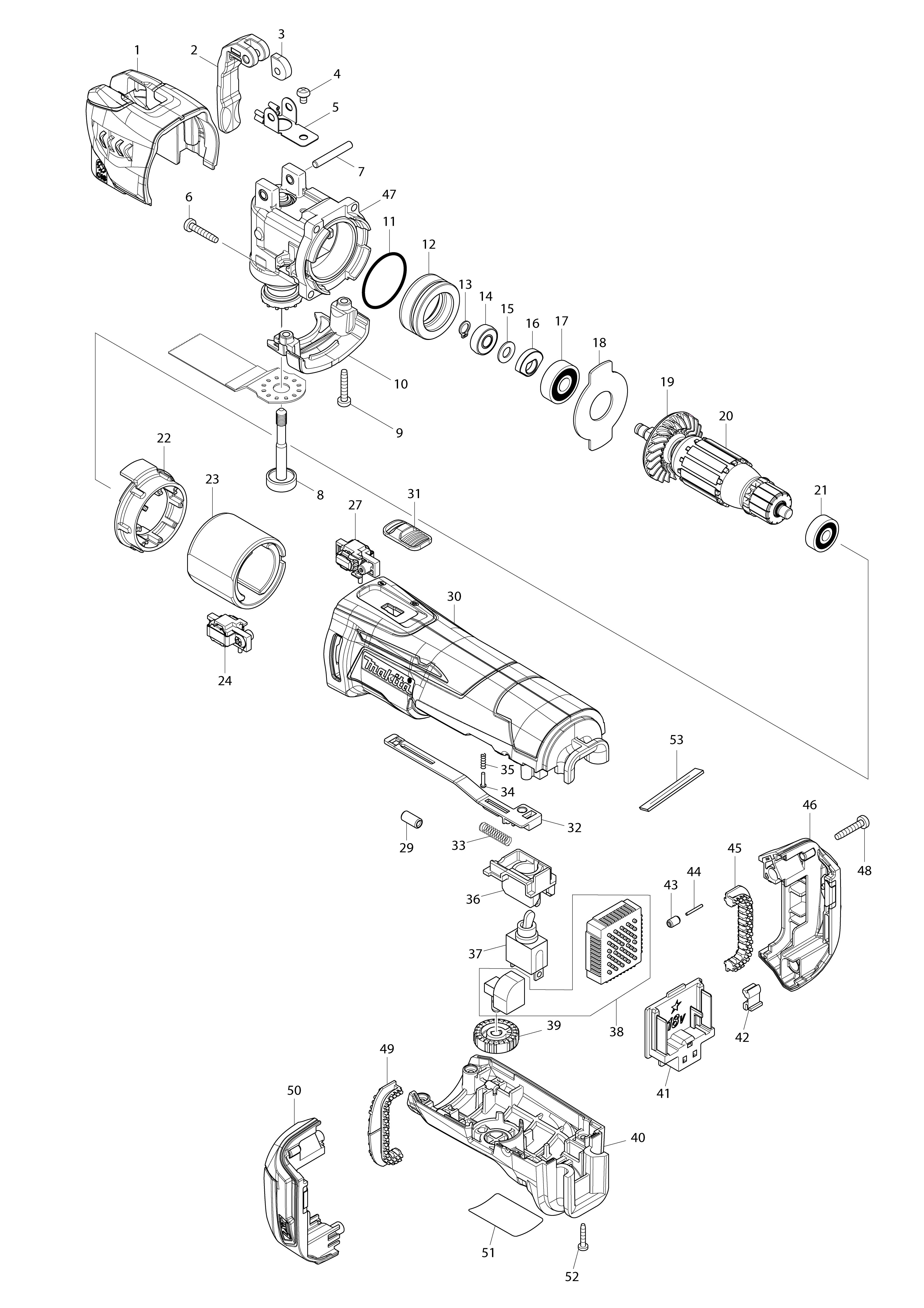 Vue éclatée Makita DTM51#01