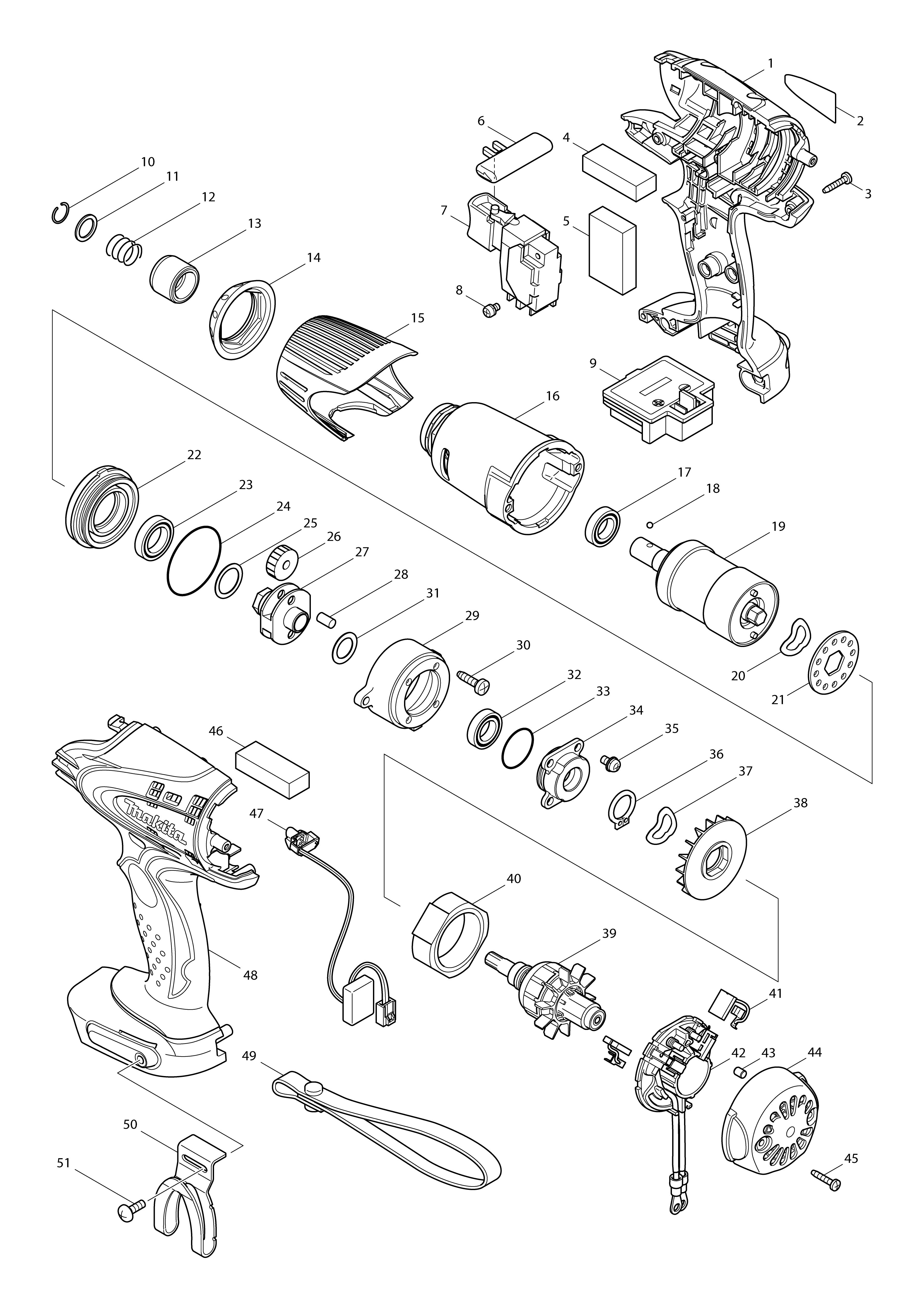 Vue éclatée Makita DTS130#01