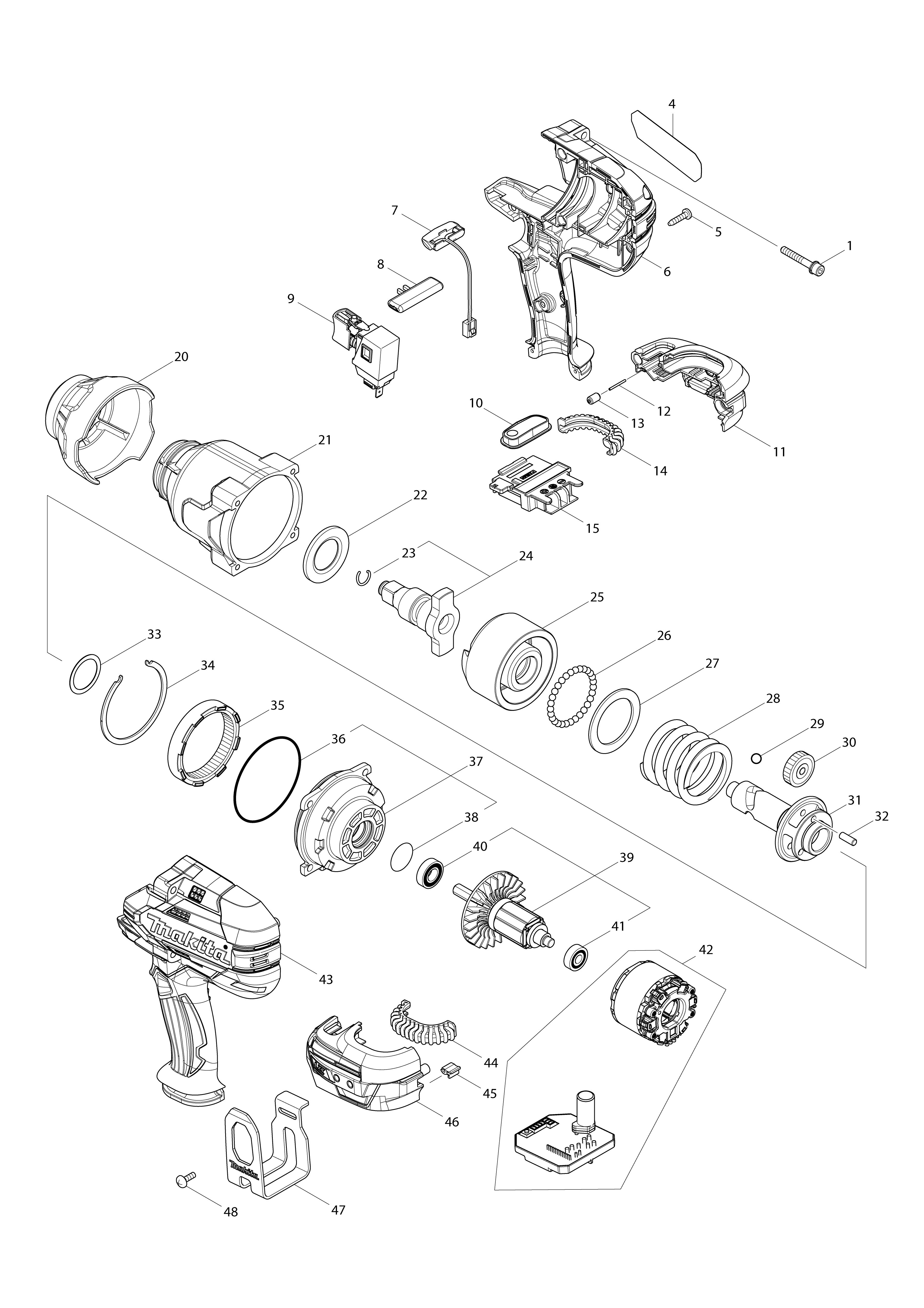Vue éclatée Makita DTW1002#01