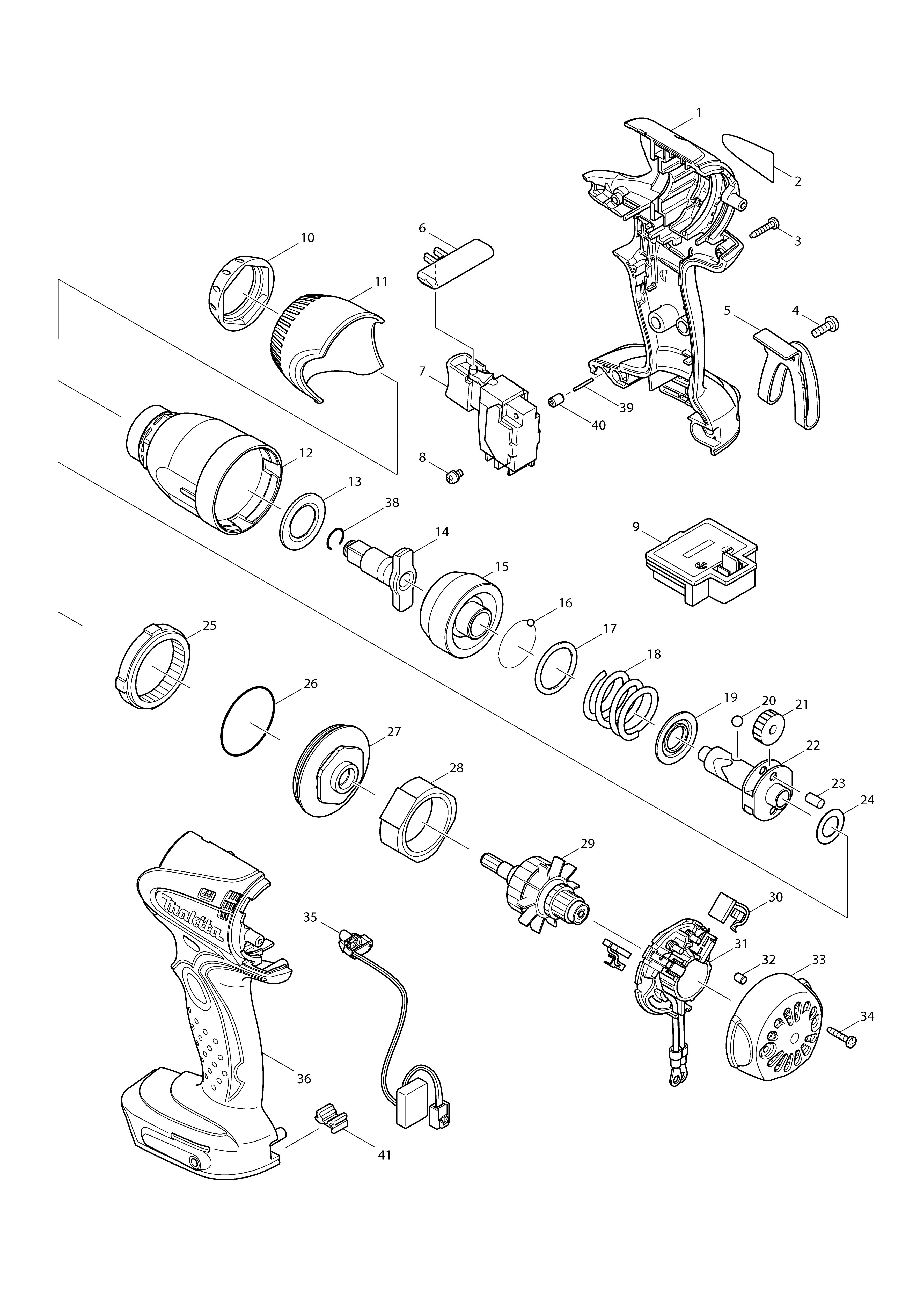 Vue éclatée Makita DTW152#01
