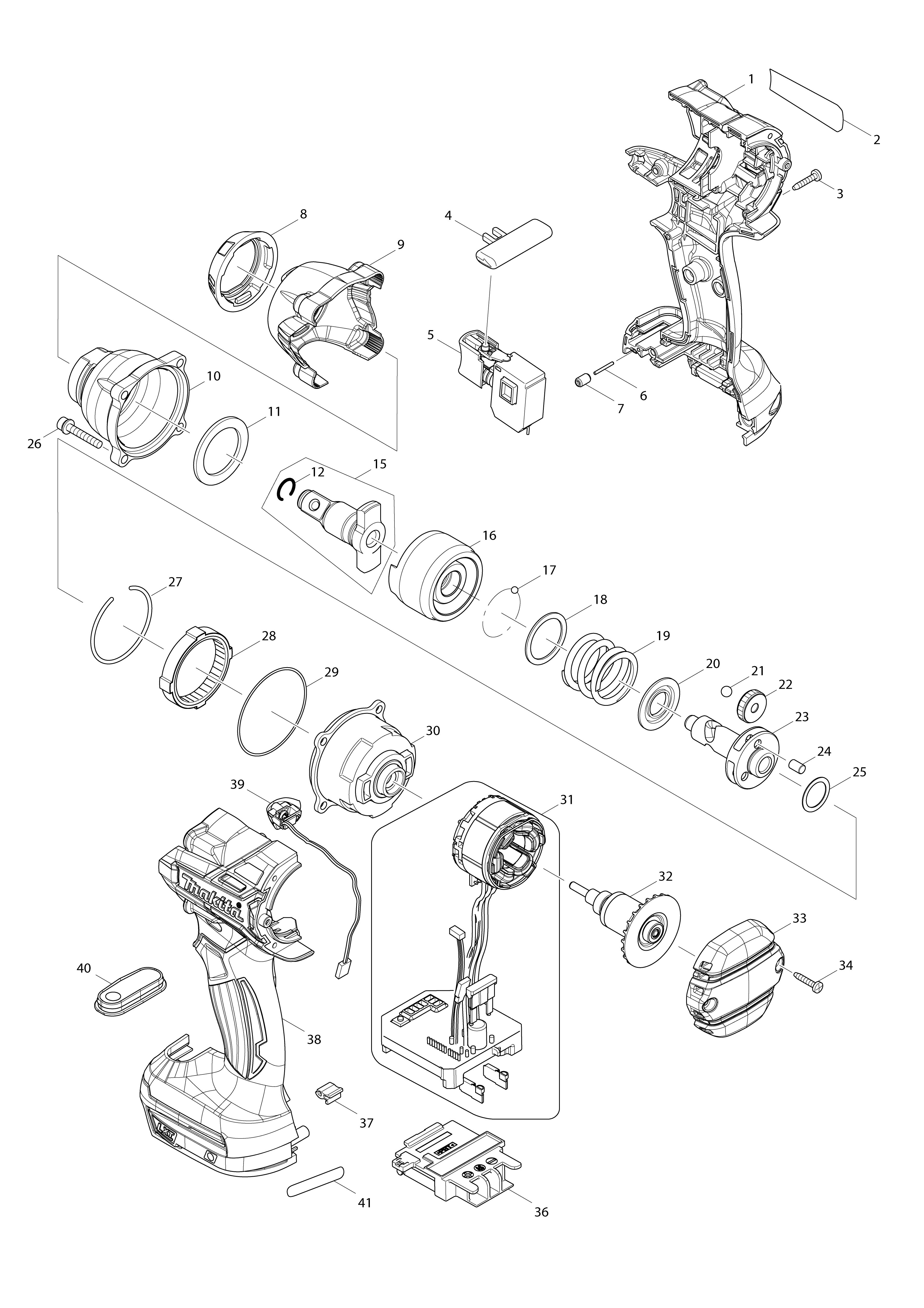Vue éclatée Makita DTW285#01