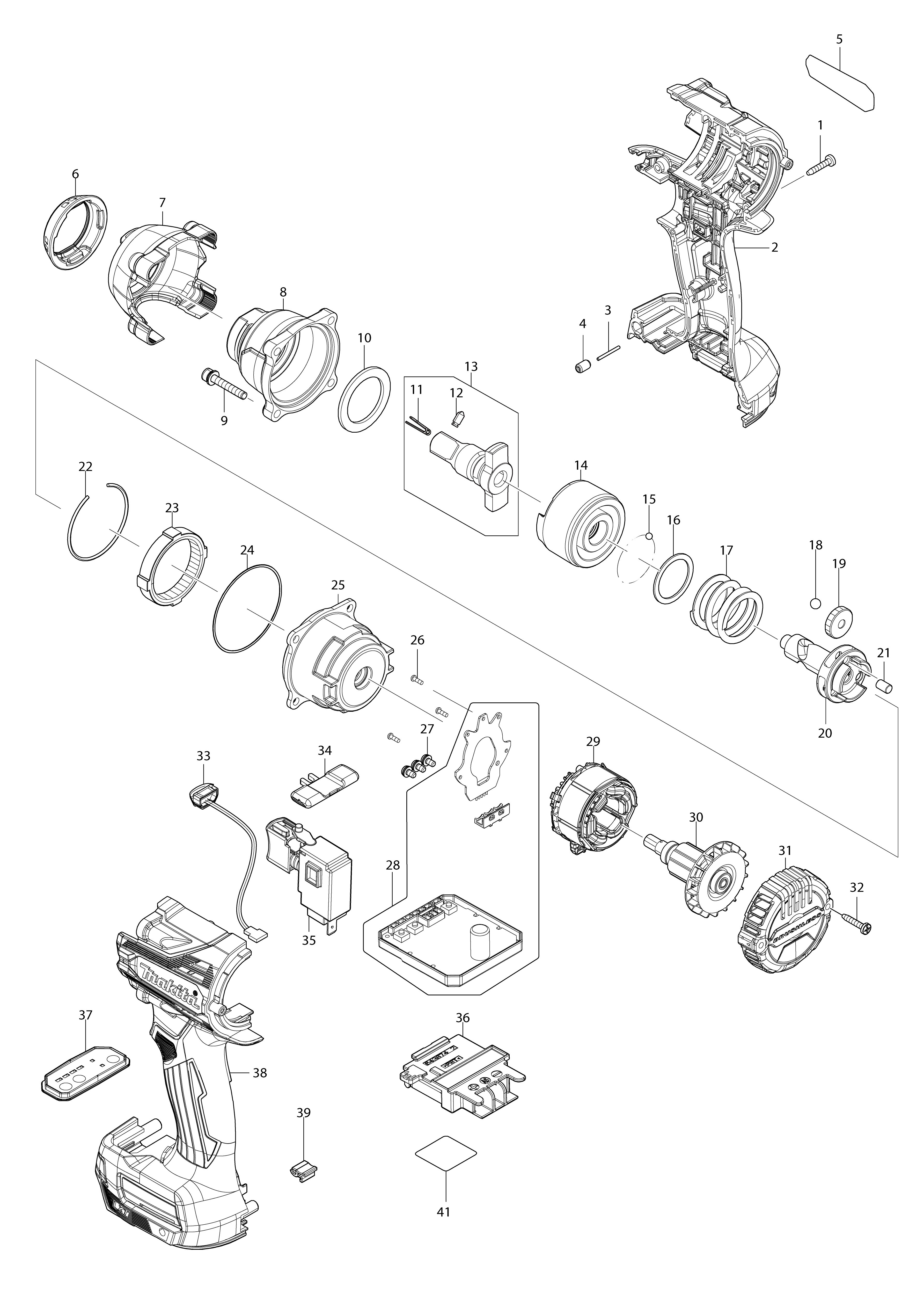 Vue éclatée Makita DTW301#01