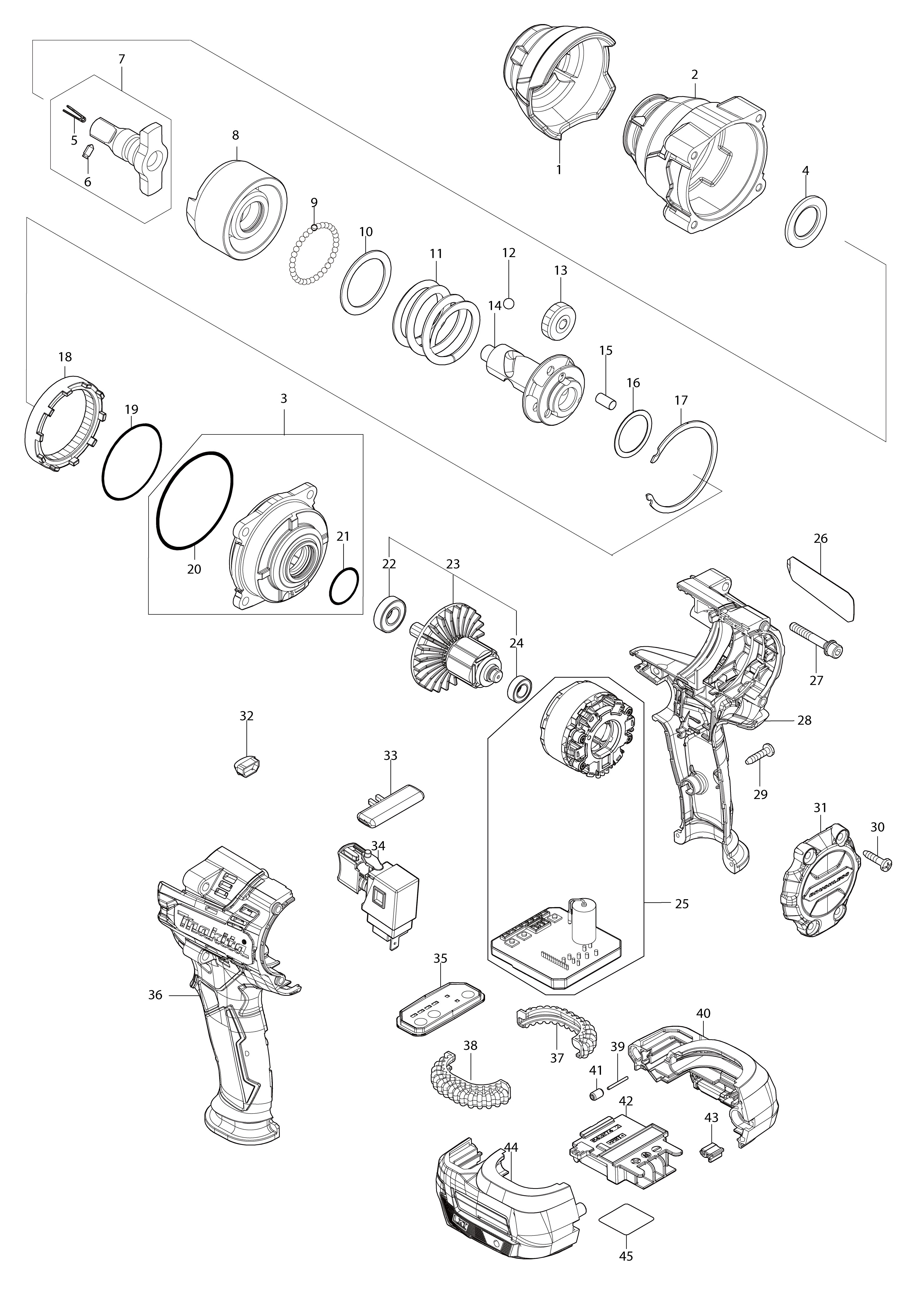 Vue éclatée Makita DTW701#01