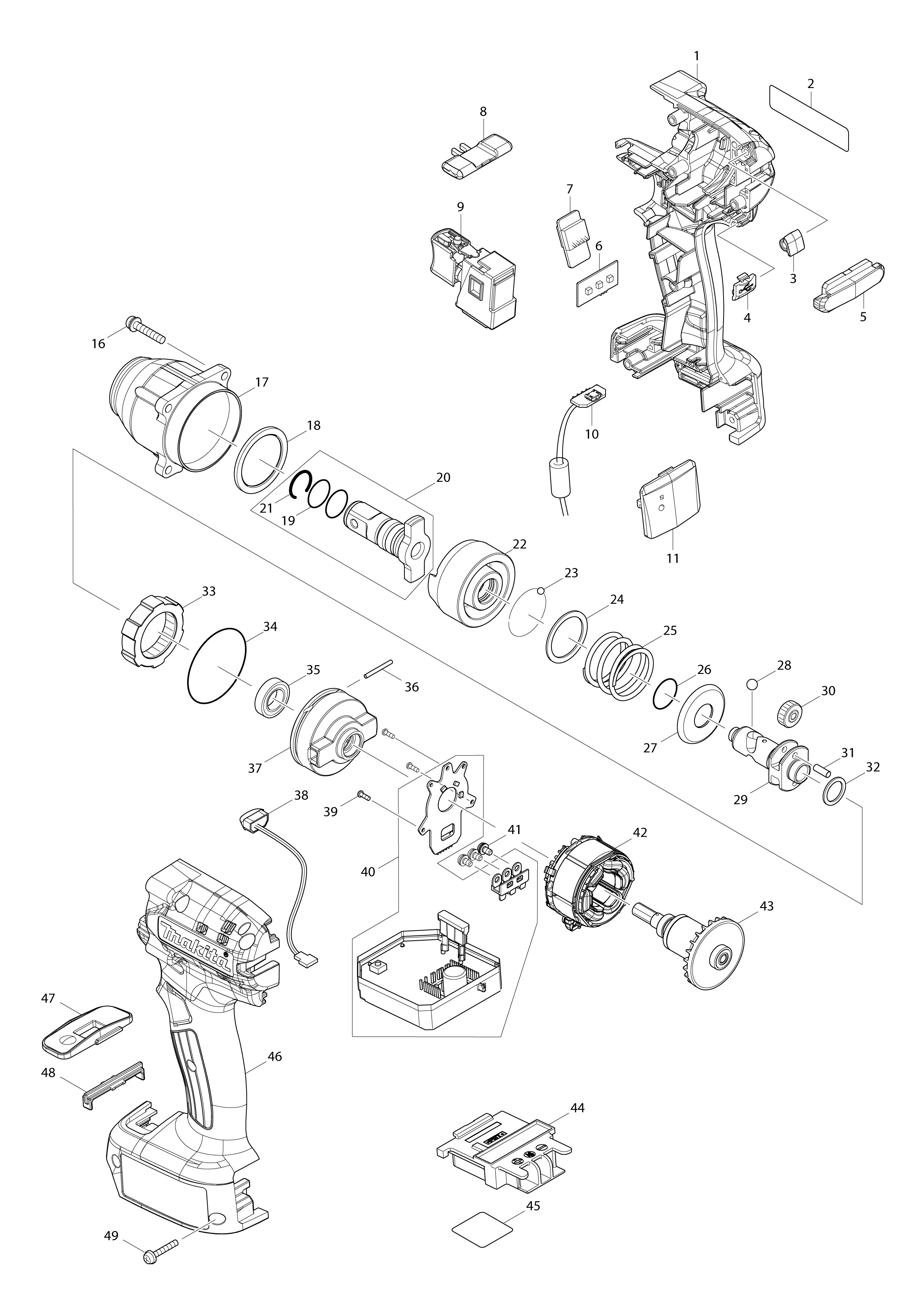 Vue éclatée Makita DTWA190#01