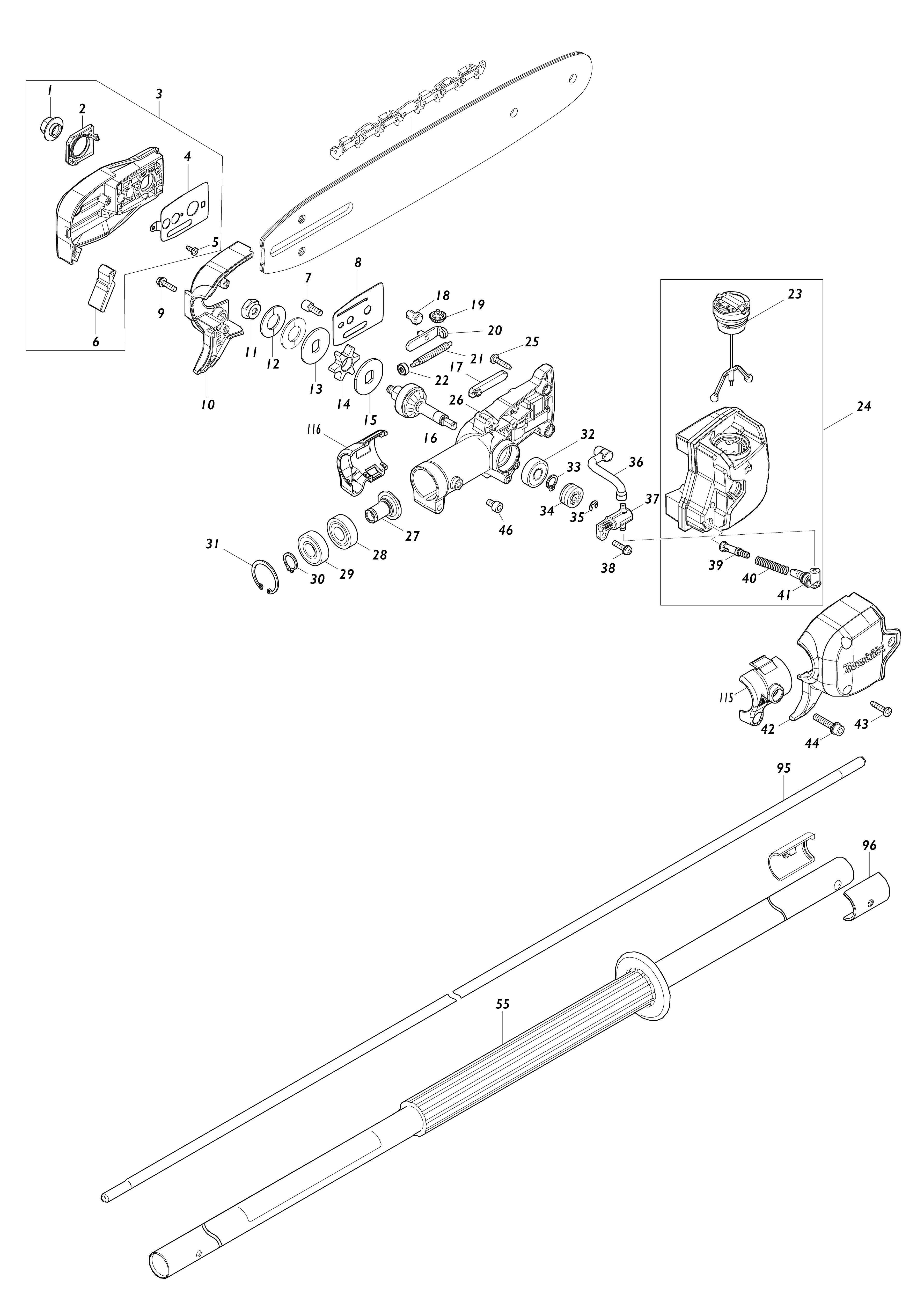 Vue éclatée Makita DUA300#01