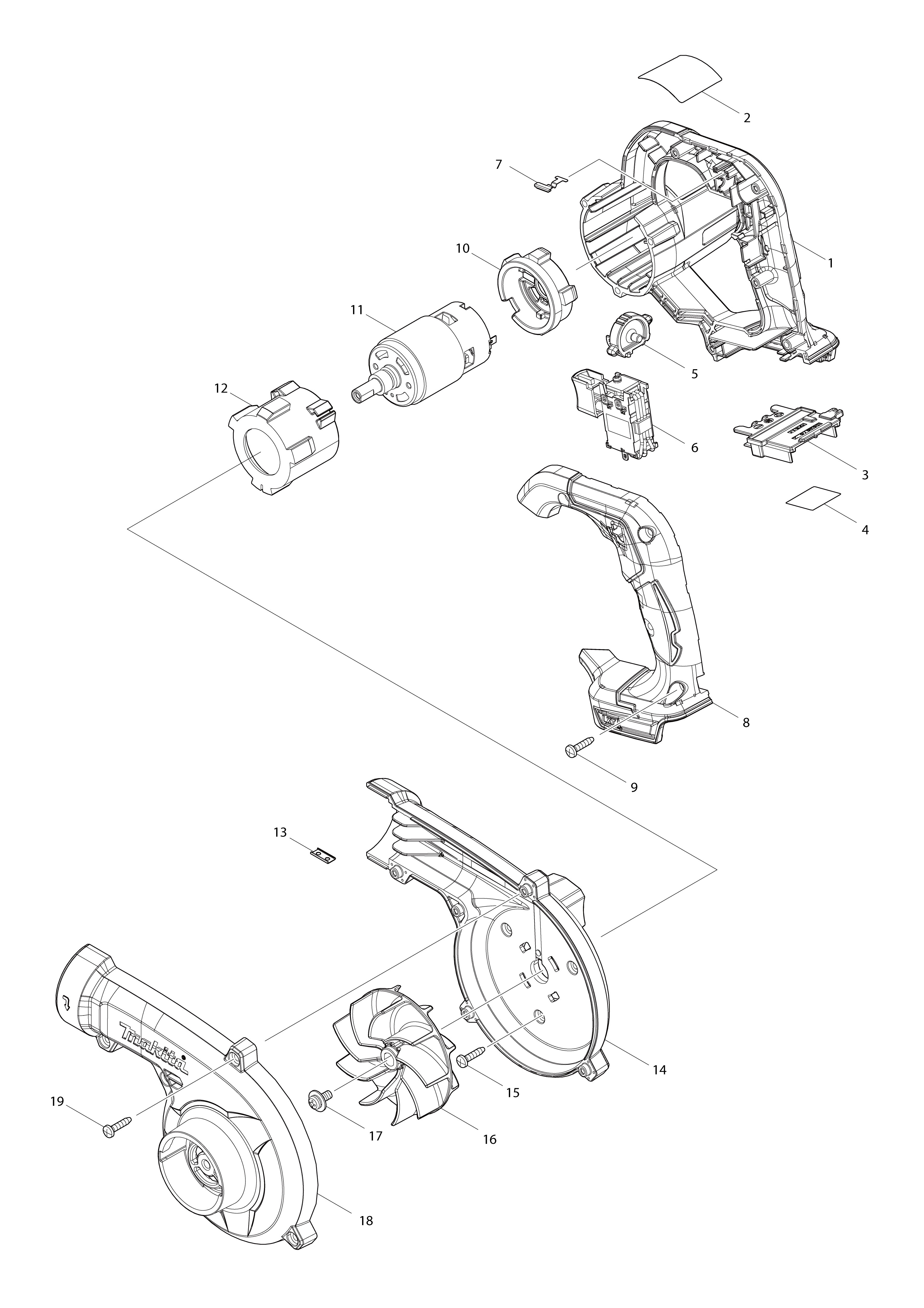 Vue éclatée Makita DUB185#01