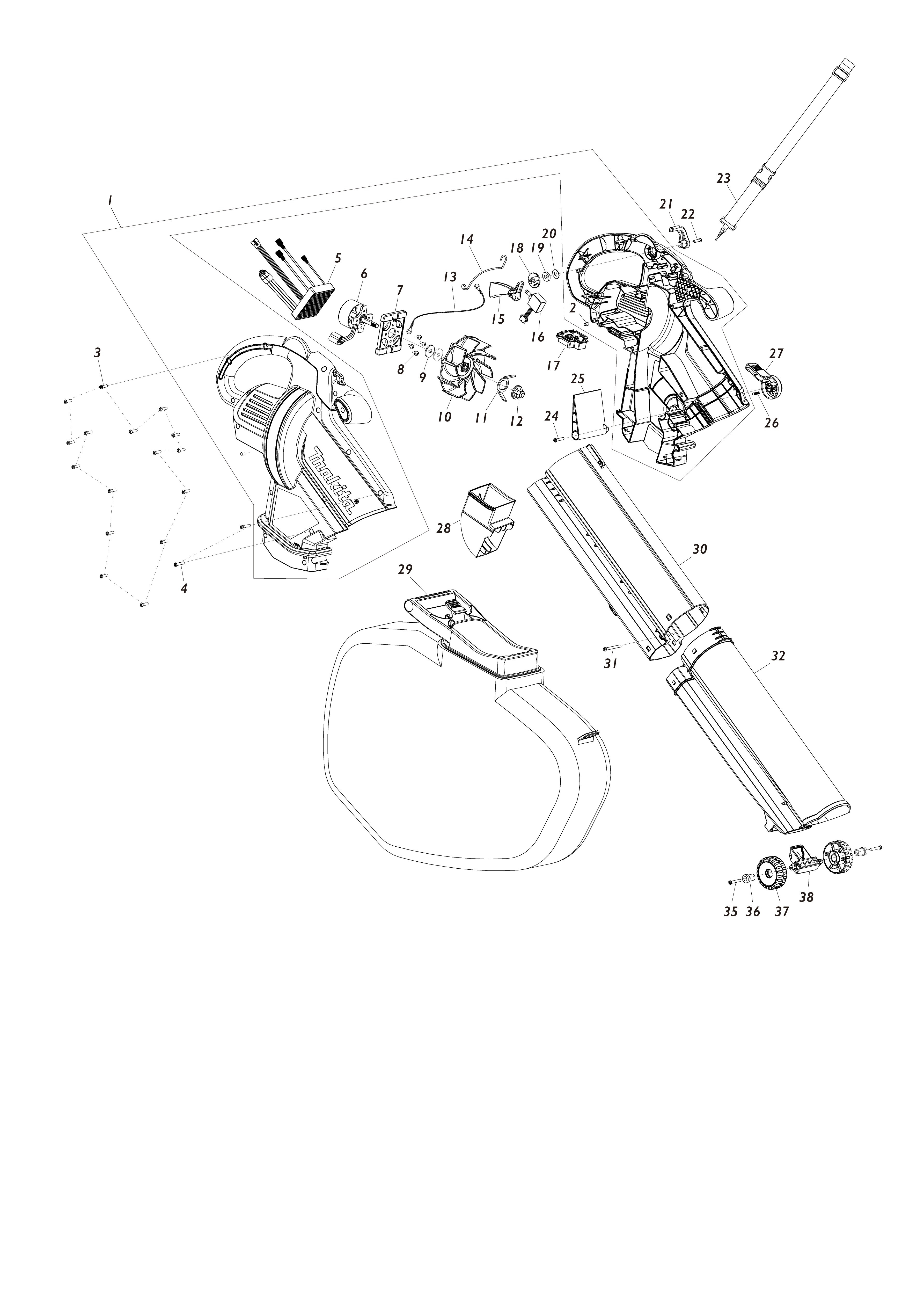 Vue éclatée Makita DUB187#01