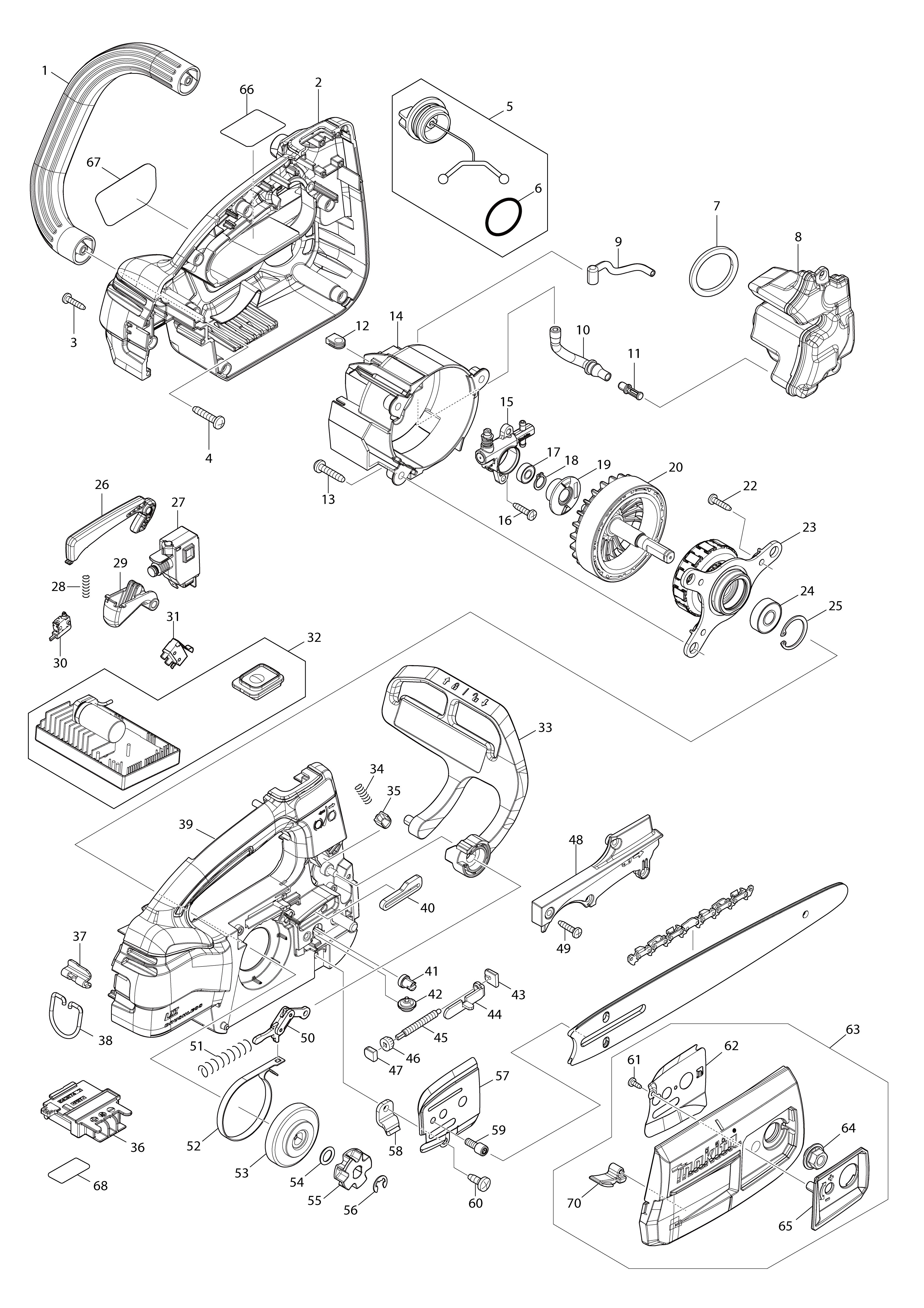 Vue éclatée Makita DUC254C#01